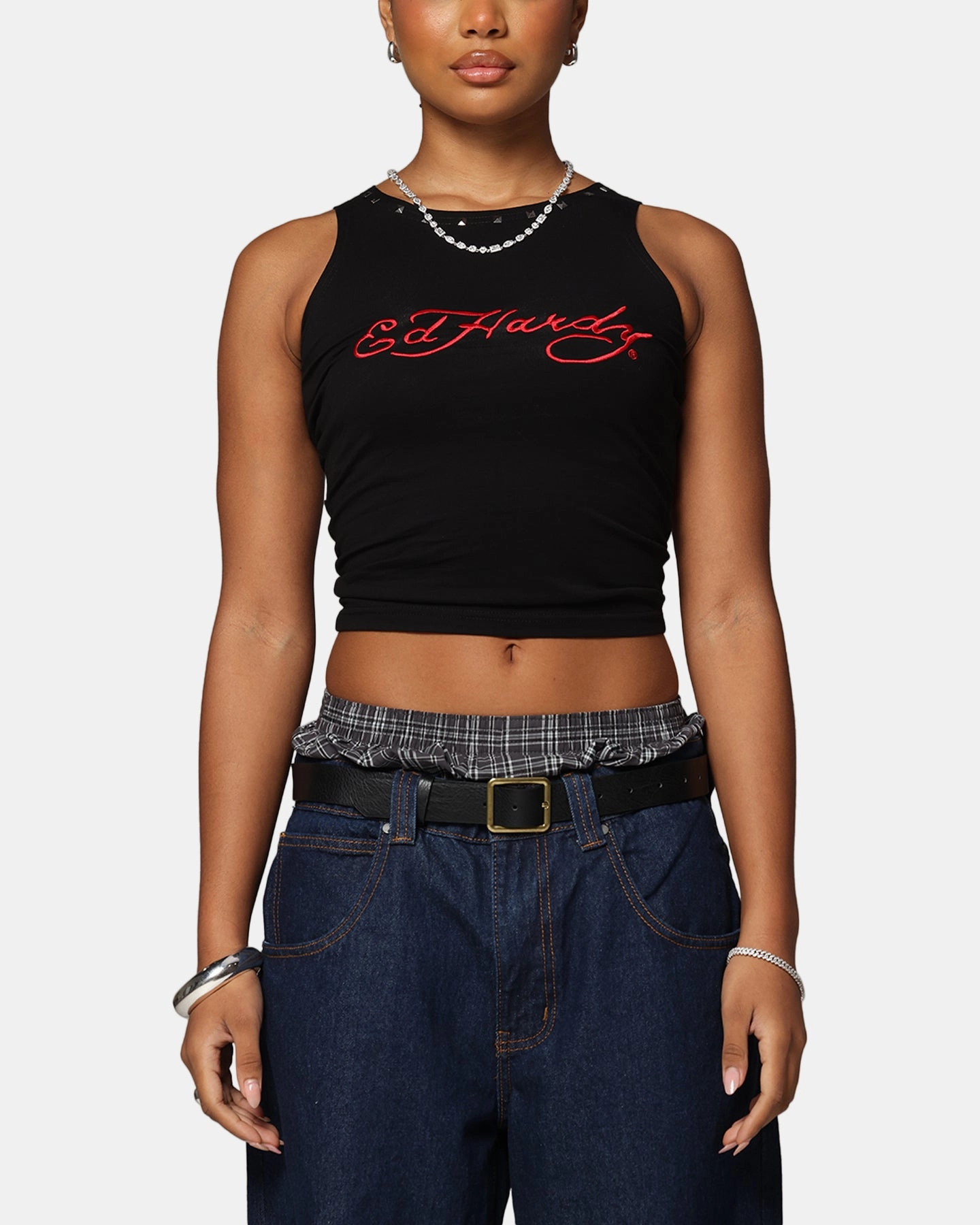 LowProfileZipperSystem Wrinkle Resistant Weave Ed Hardy Women's Electric Tank Black