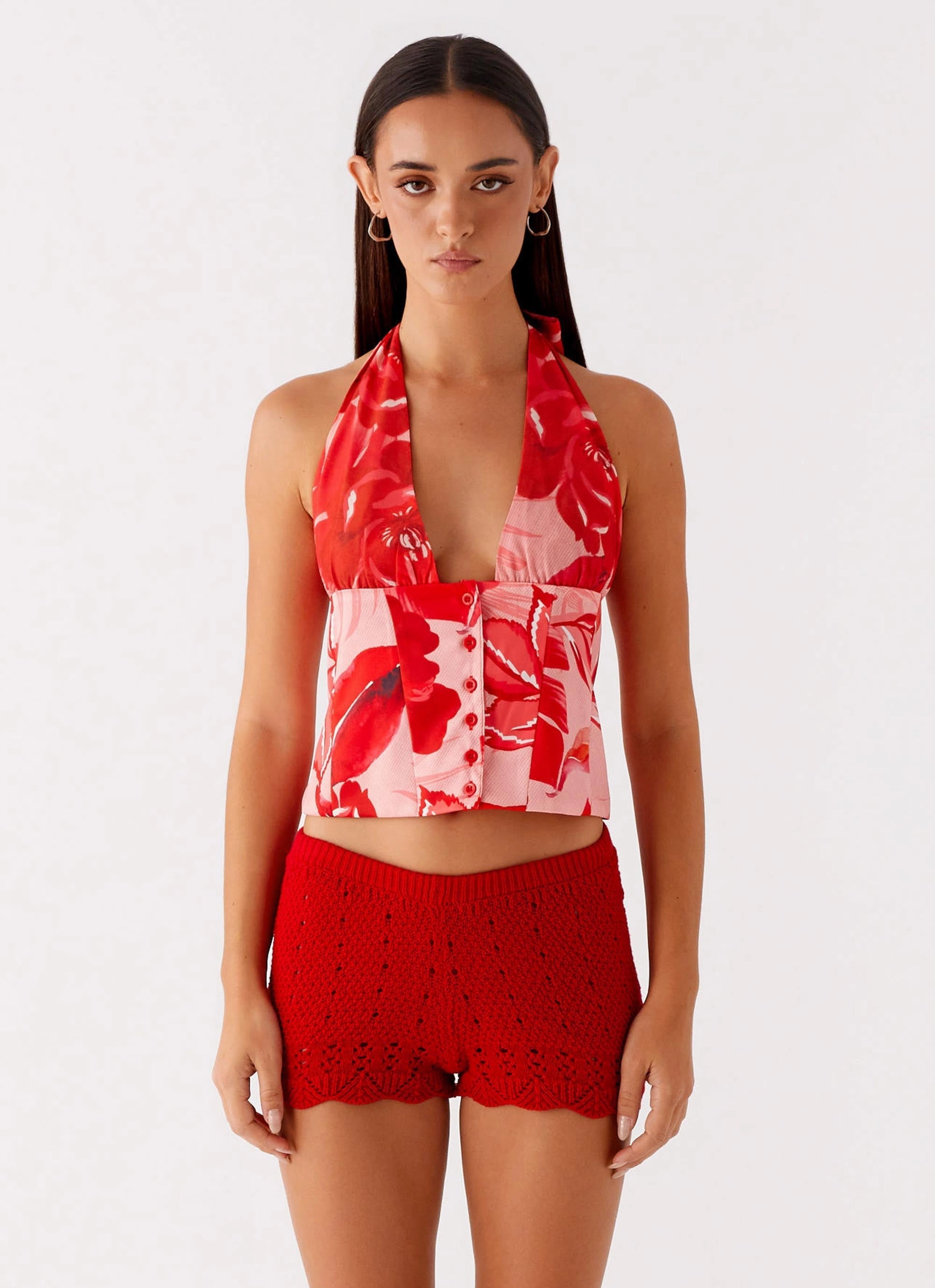 AllDay Comfort ZeroWaste Pattern Lets Pretend Halterneck Top - Sicily Sunsets Print