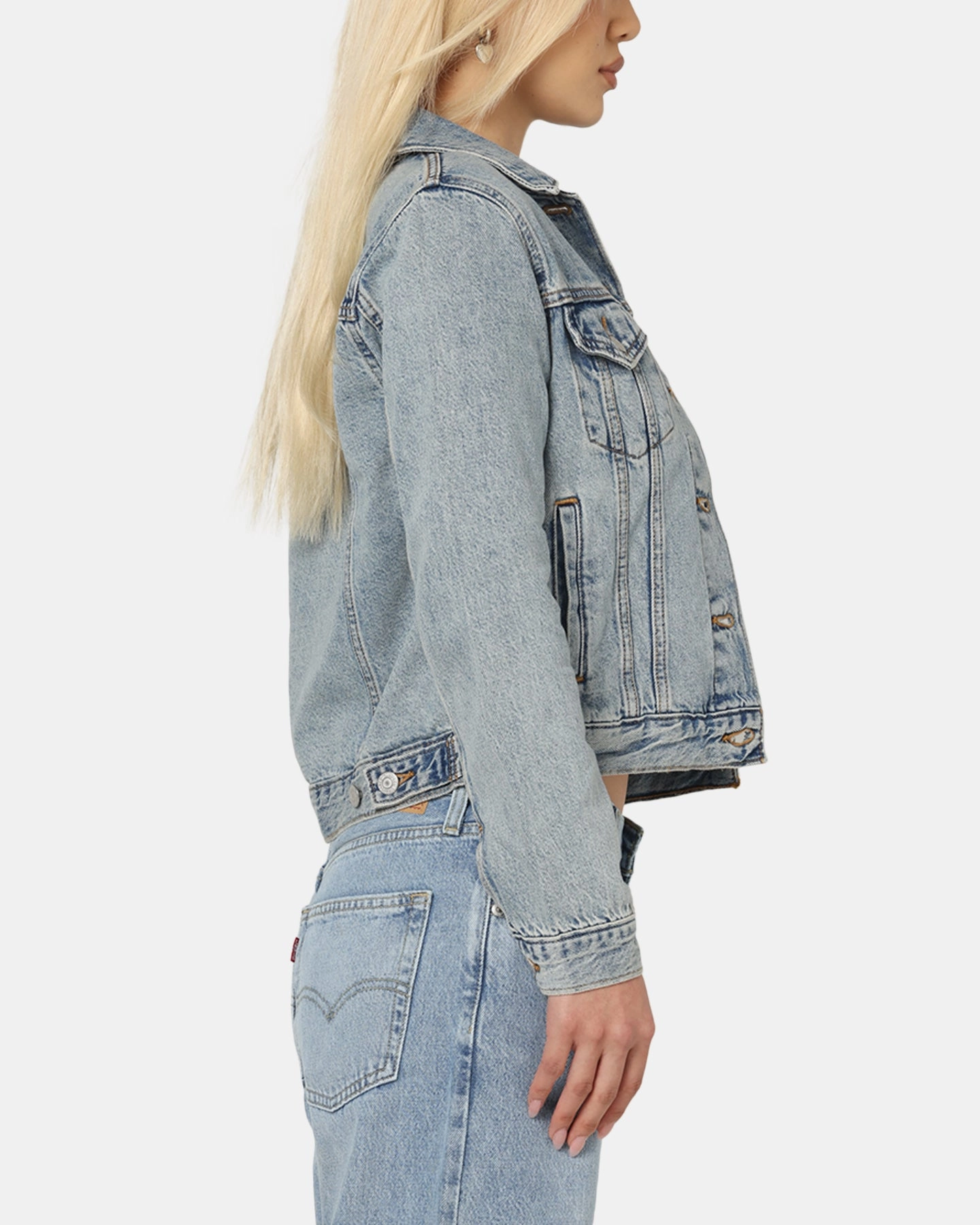 TaglessCollars Antibacterial Fabric Levi Strauss And Co Women's Original Trucker Jacket Blue