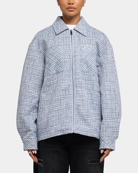 XXIII Boucle Tweed Zip Jacket Teal/Blue/Purple Fun Design