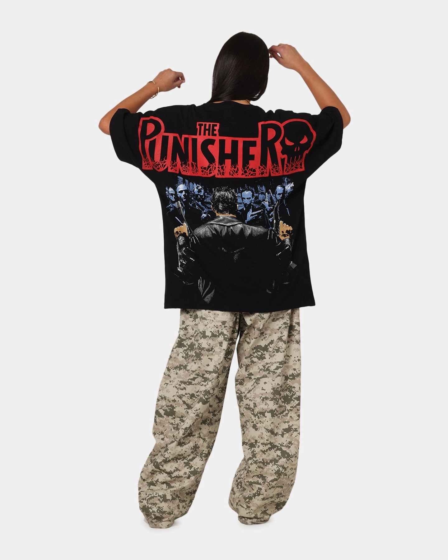 Airflow Mesh Lining American Thrift Marvel The Punisher All Over Print T-Shirt Black