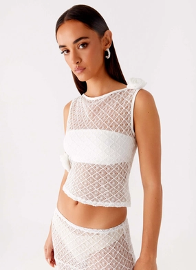Velli Crochet Top - White Quick Release Buttons ReinforcedStitching