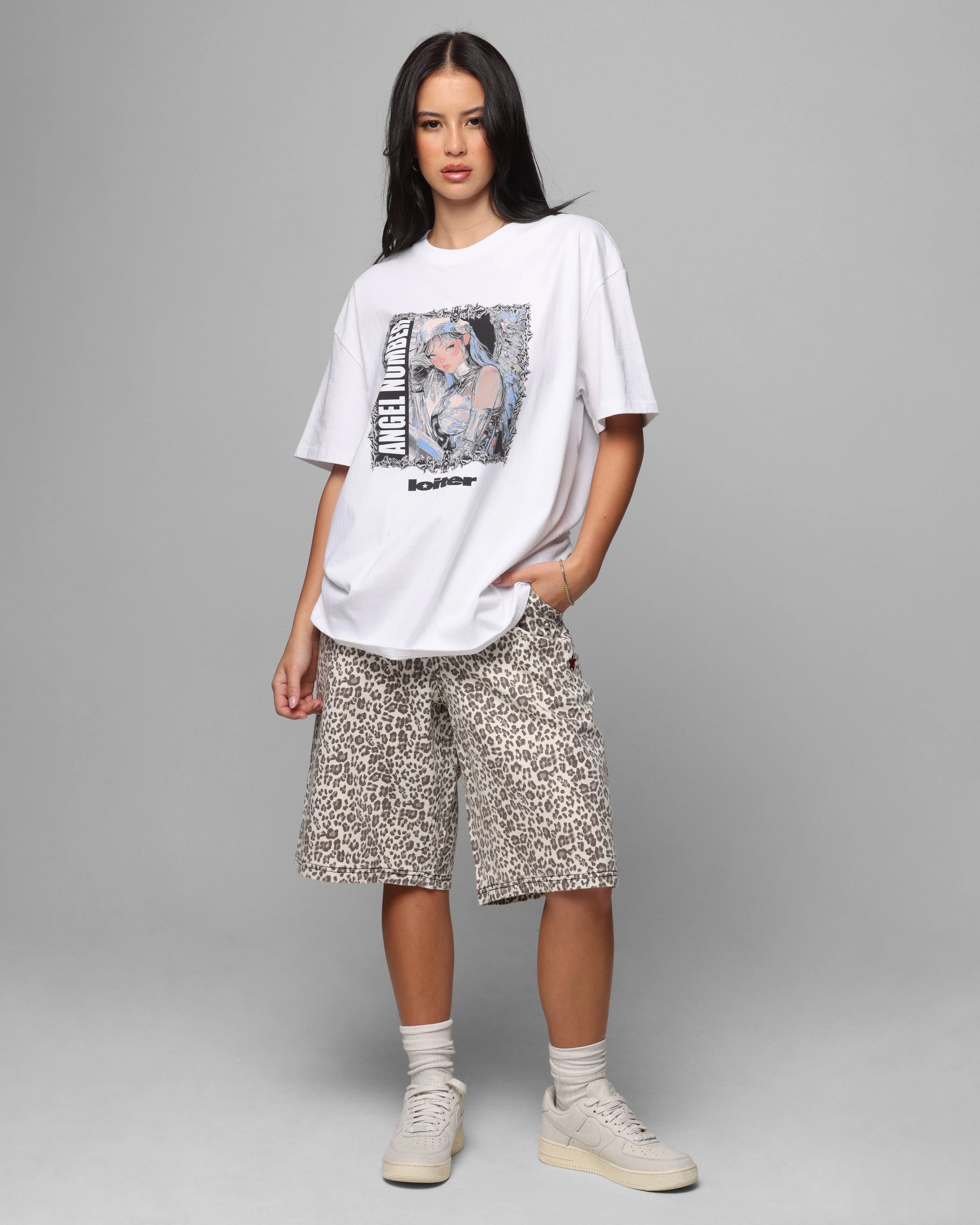 Loiter Angel Number T-Shirt White Ventilated Mesh Panels Long Sleeve Polo