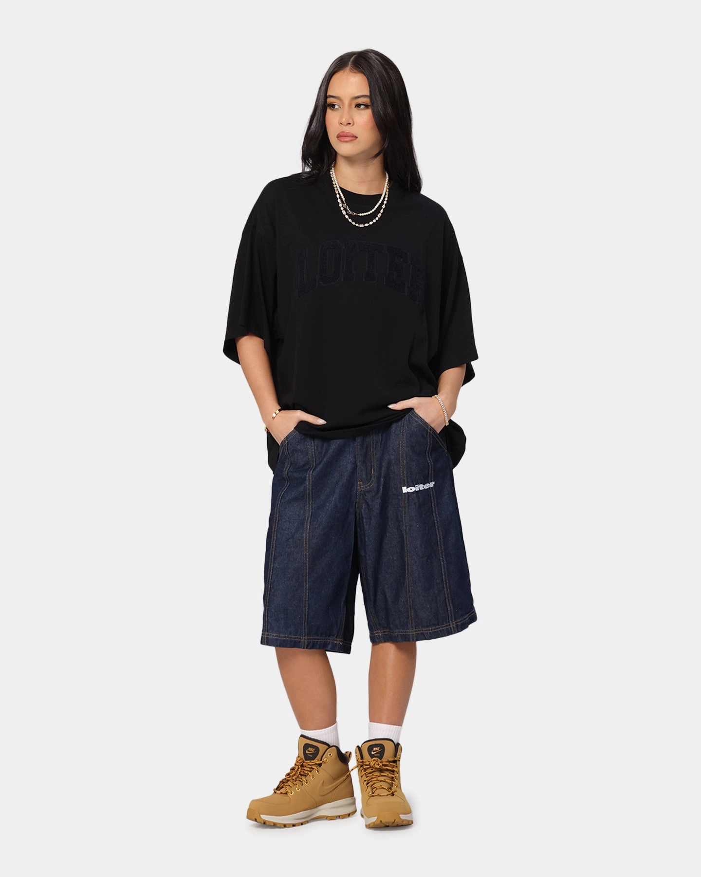 Loiter Arch Premium Boxy T-Shirt Black Quick-Dry Fabric