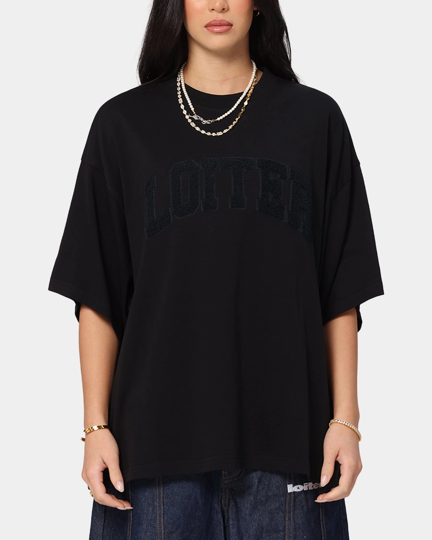 Loiter Arch Premium Boxy T-Shirt Black Comfy Style Minimalist Silhouette