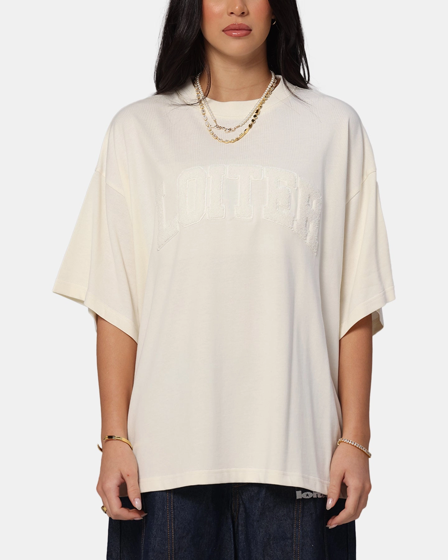 Loiter Arch Premium Boxy T-Shirt Off White HeatSealed Seams Compression Fit Technology