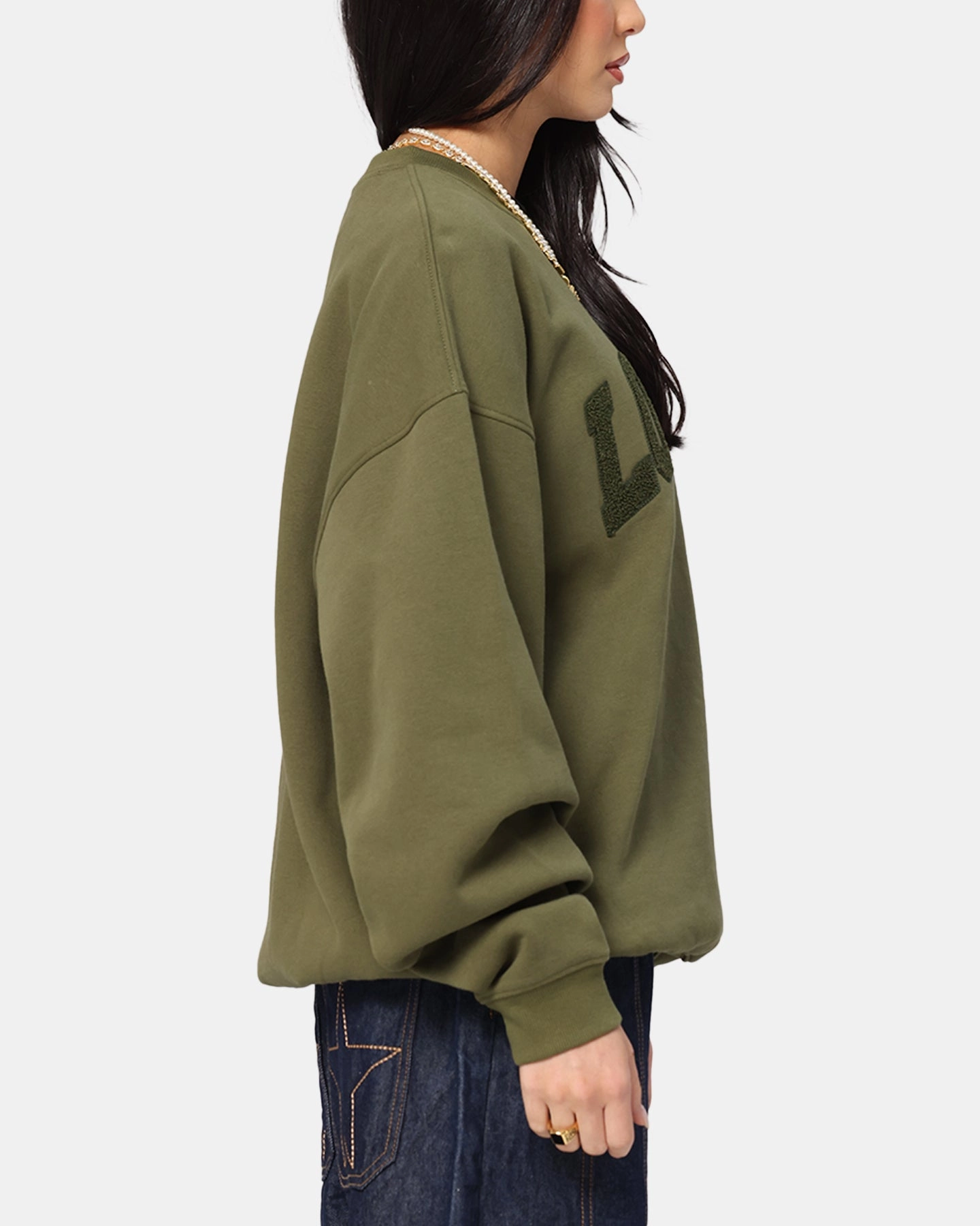 Loiter Arch Premium Crewneck Khaki StretchableKnit TwillWeave