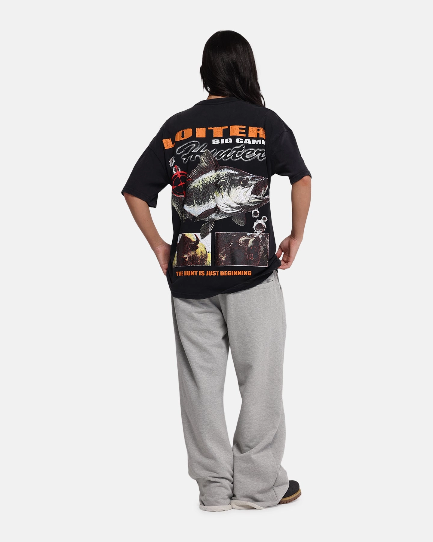 Loiter Big Game T-Shirt Black Acidwash ButtonFront HeavyweightThermal