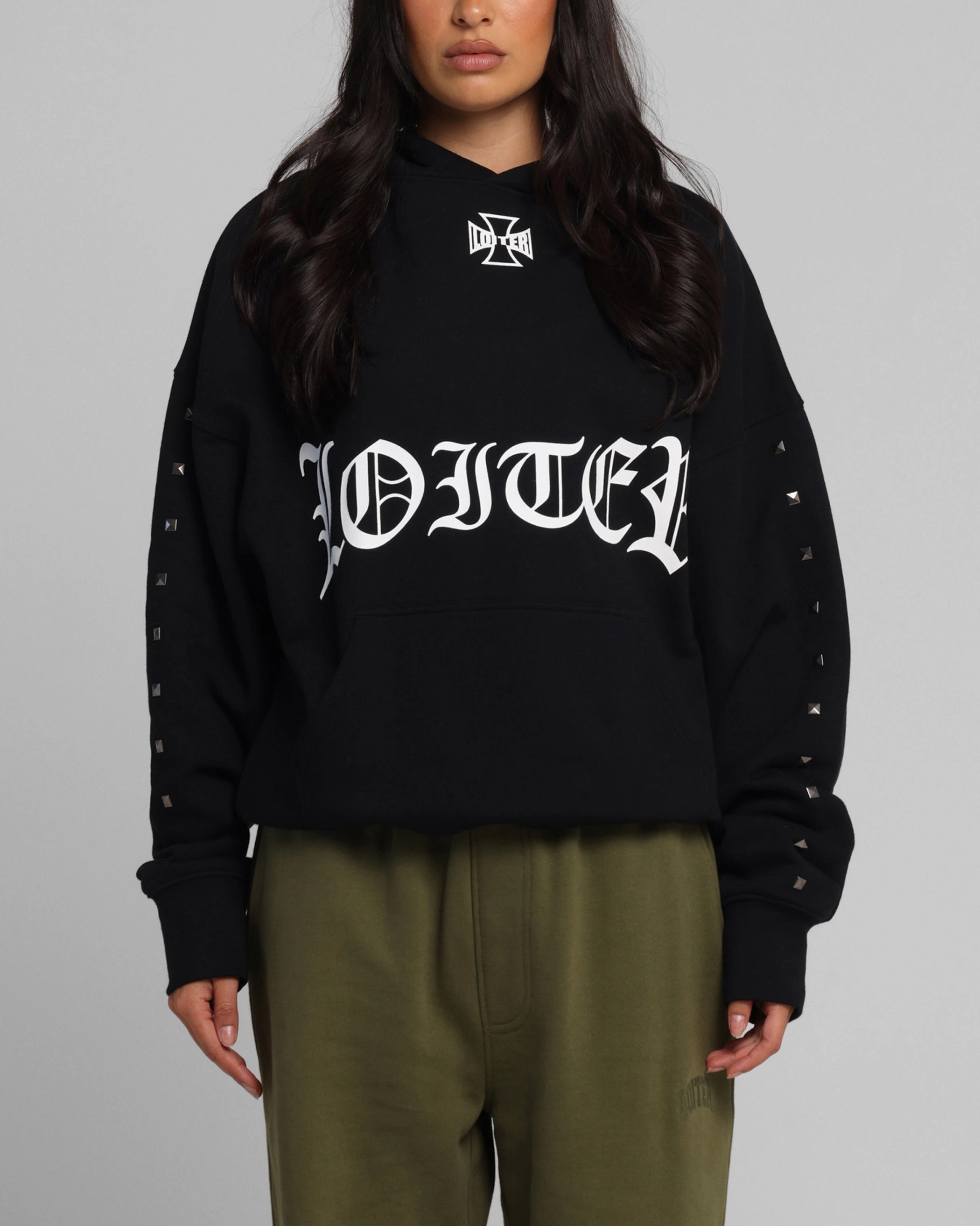 AntiBacterial Coating Structured Shoulder Loiter Bike Hoodie Black