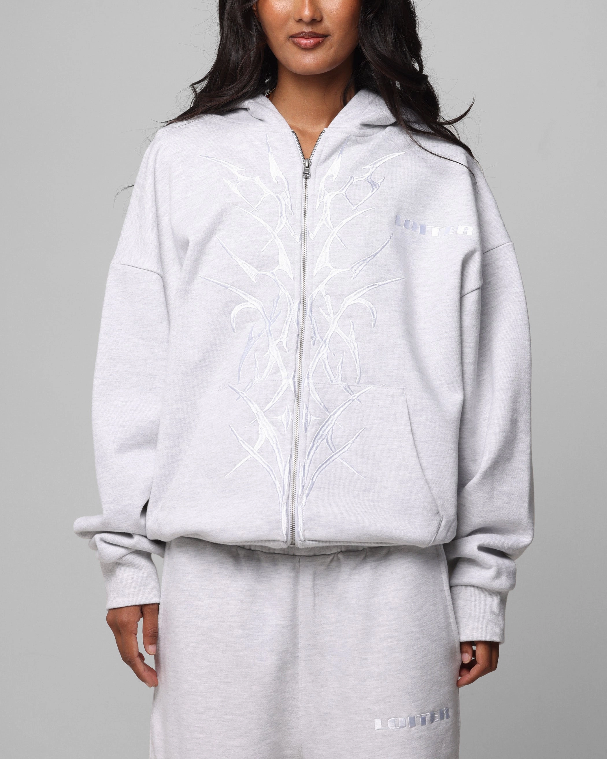 Loiter Blood Born Zip Hoodie Grey Marle HighDensity Knit Stylish Look