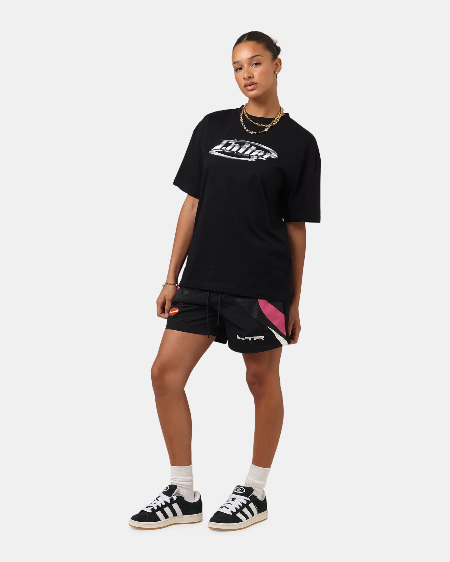 Loiter Chrome Logo T-Shirt Black Ribbed collar FrictionResistantEdges