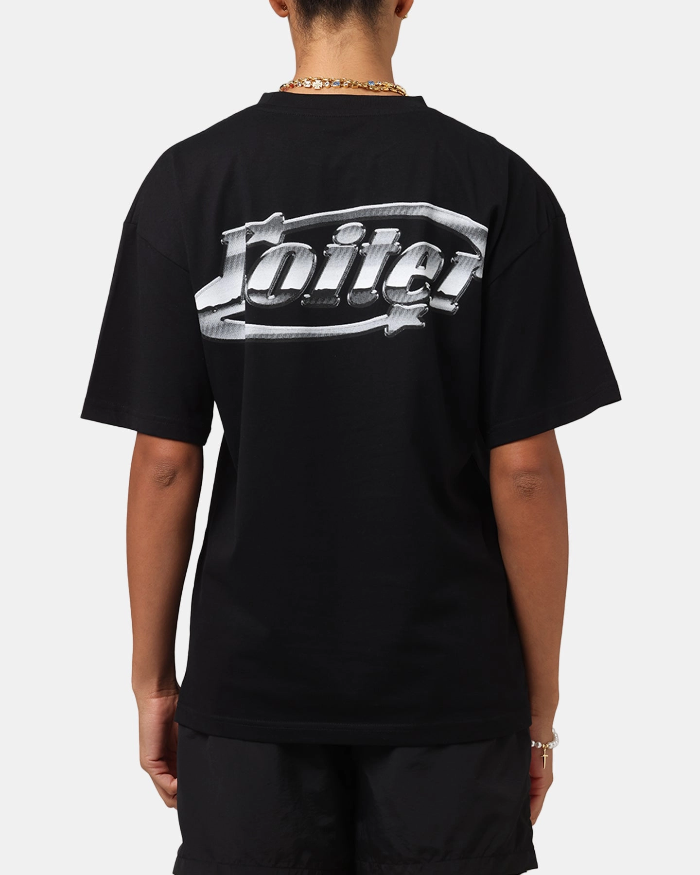Loiter Chrome Logo T-Shirt Black FrenchTerryTexture