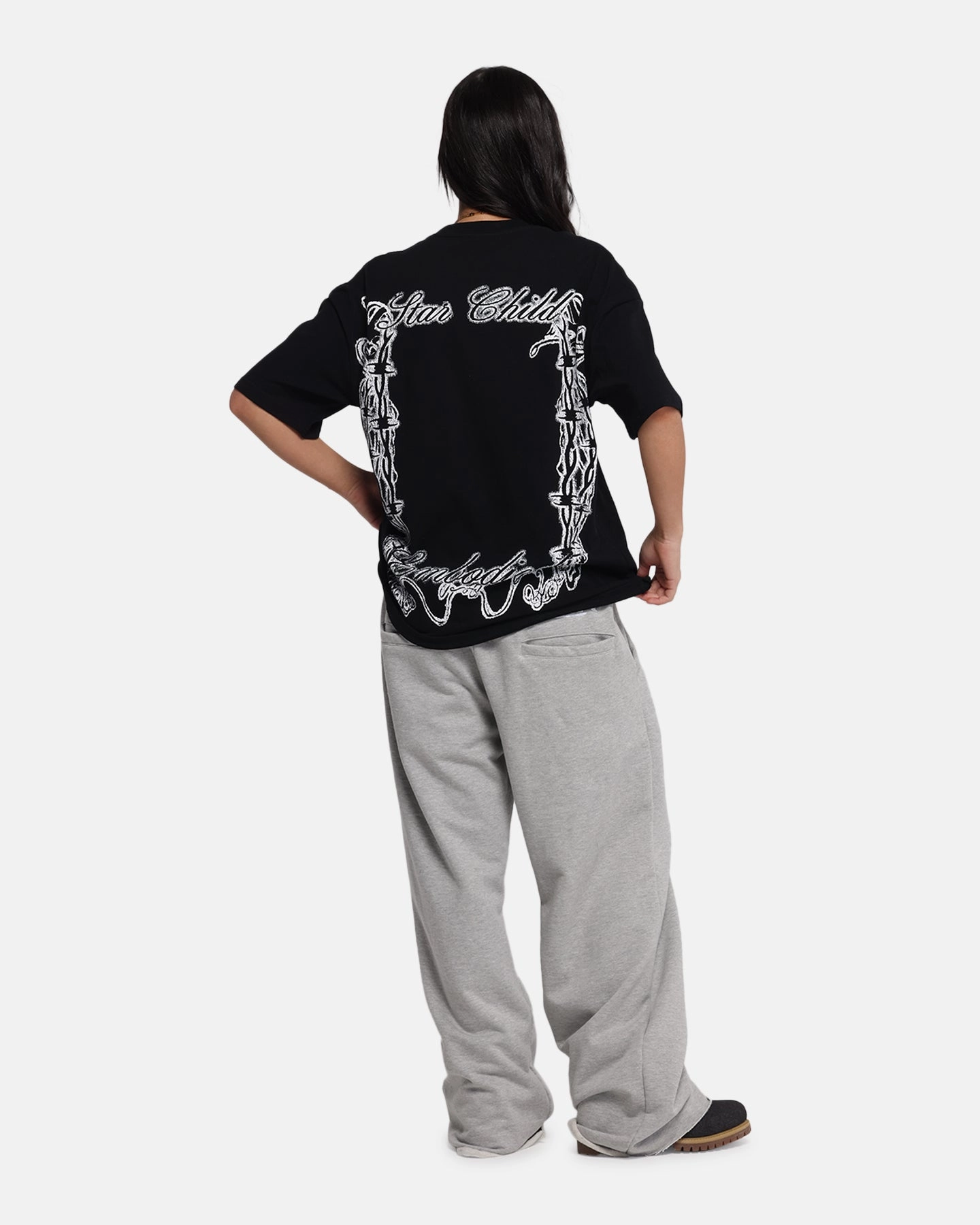 Tencel Cotton Hybrid Weave Loiter Earth Angel T-Shirt Black