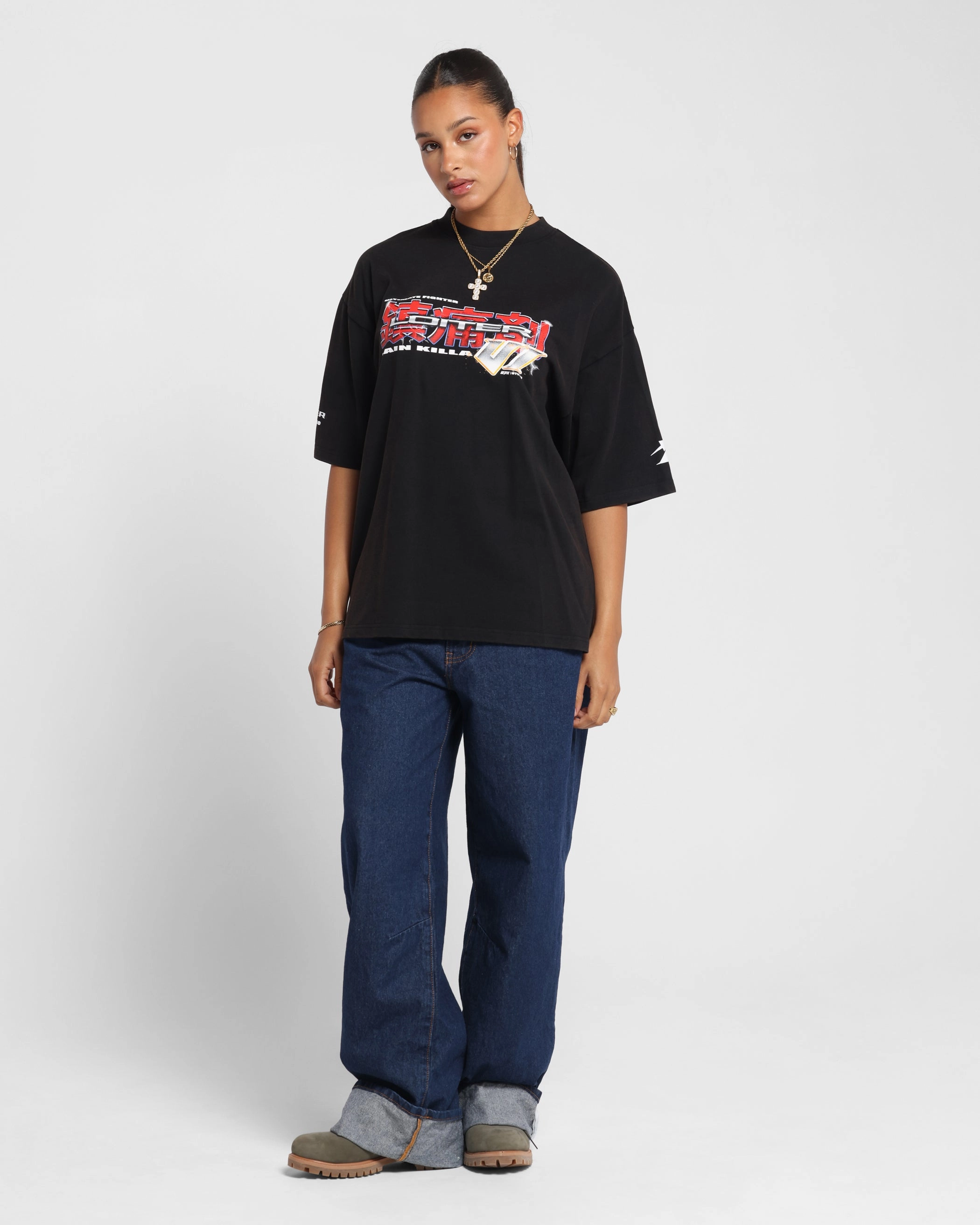 Loiter Fighter Vintage T-Shirt Vintage Black Non Chafing Edges Fade Resistant Treatment