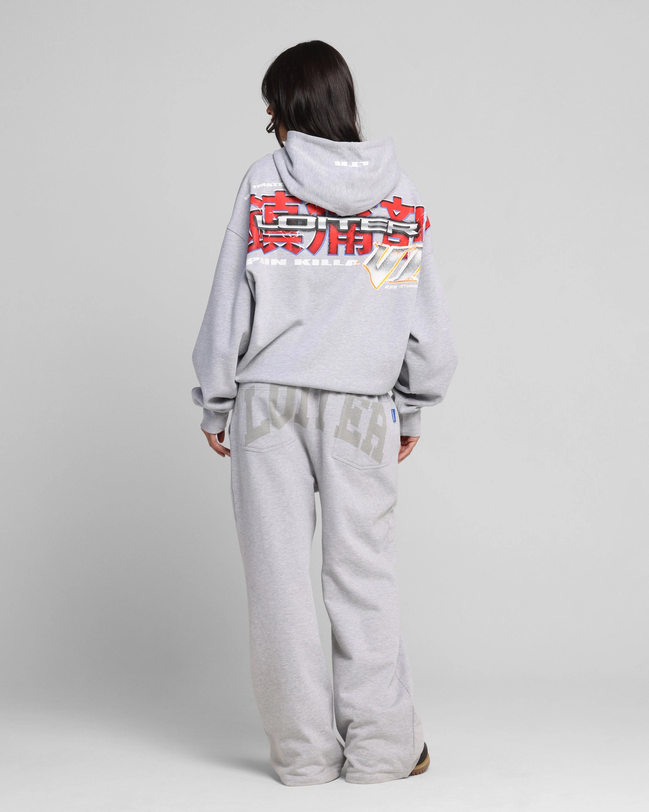 Loiter Fighter Zip Hoodie Grey slim fit MoistureWicking Technology