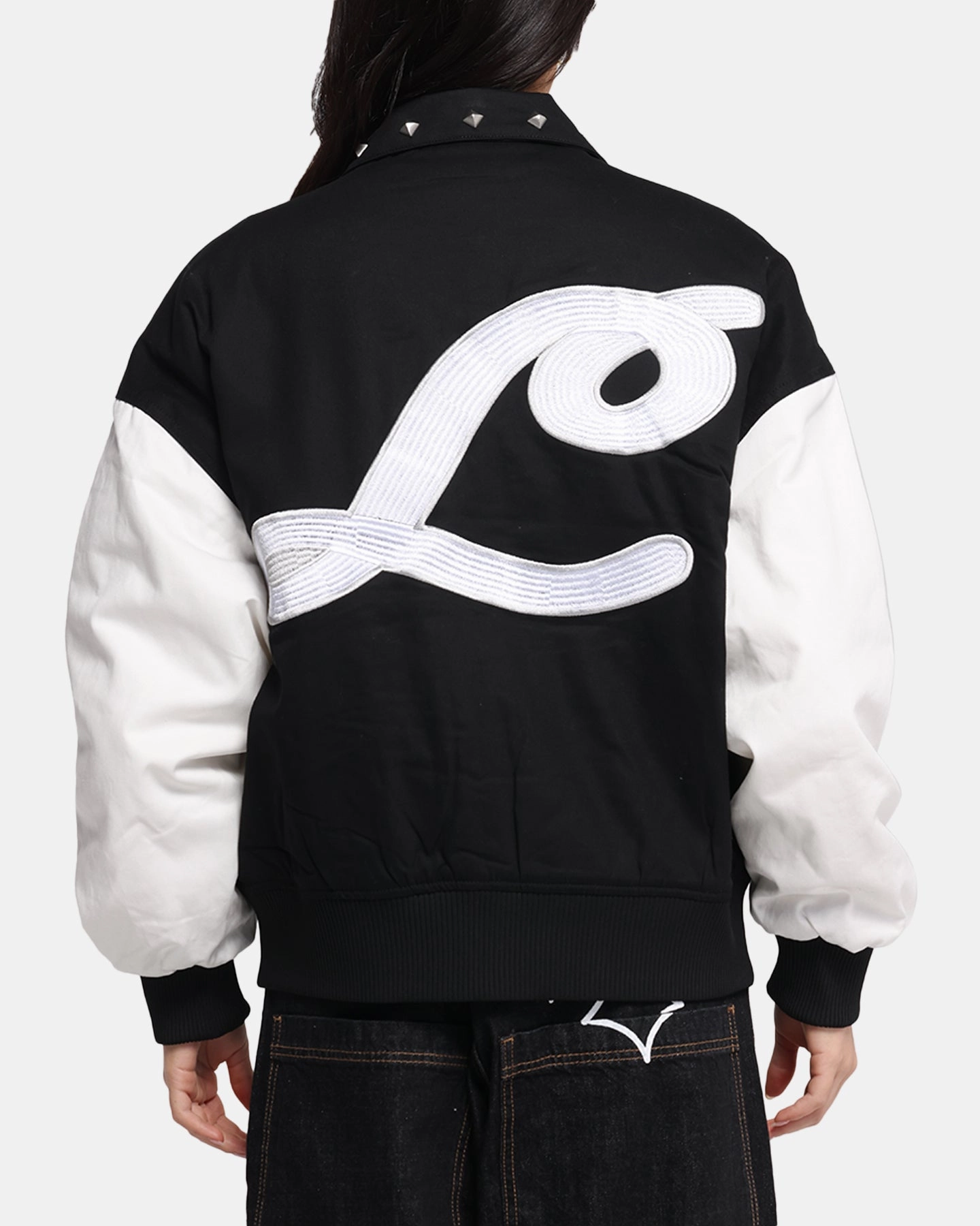 LayeredNeckline Eco Friendly Dye Process Loiter Frontier Varsity Jacket Black/Off White