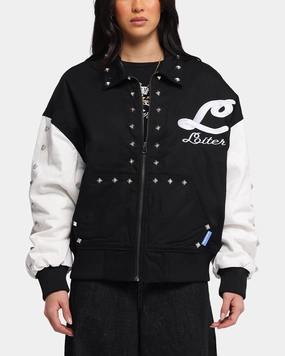Loiter Frontier Varsity Jacket Black/Off White Loose cut SecurePockets