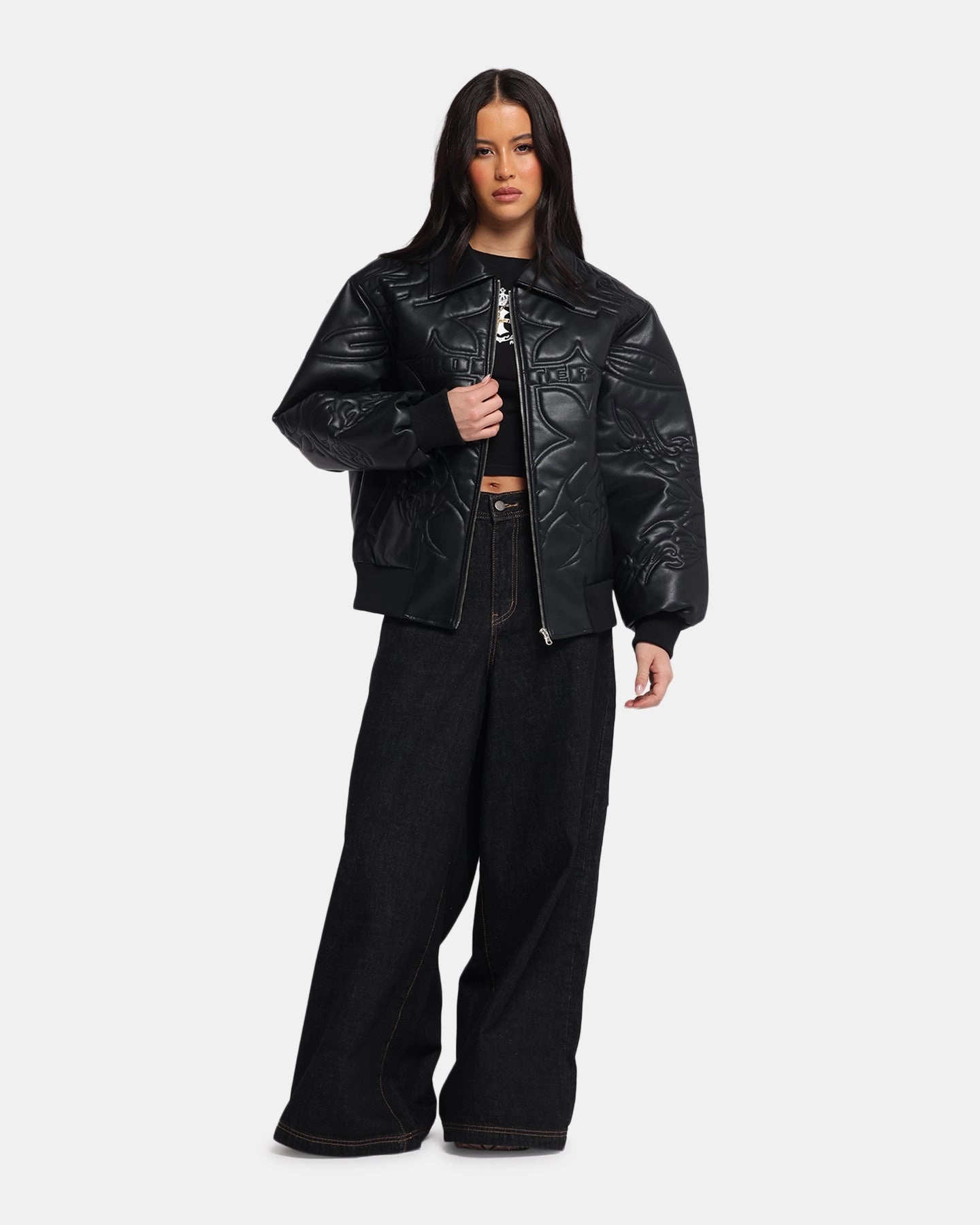 Minimalist Styling Loiter Fury Vegan Leather Jacket Washed Black