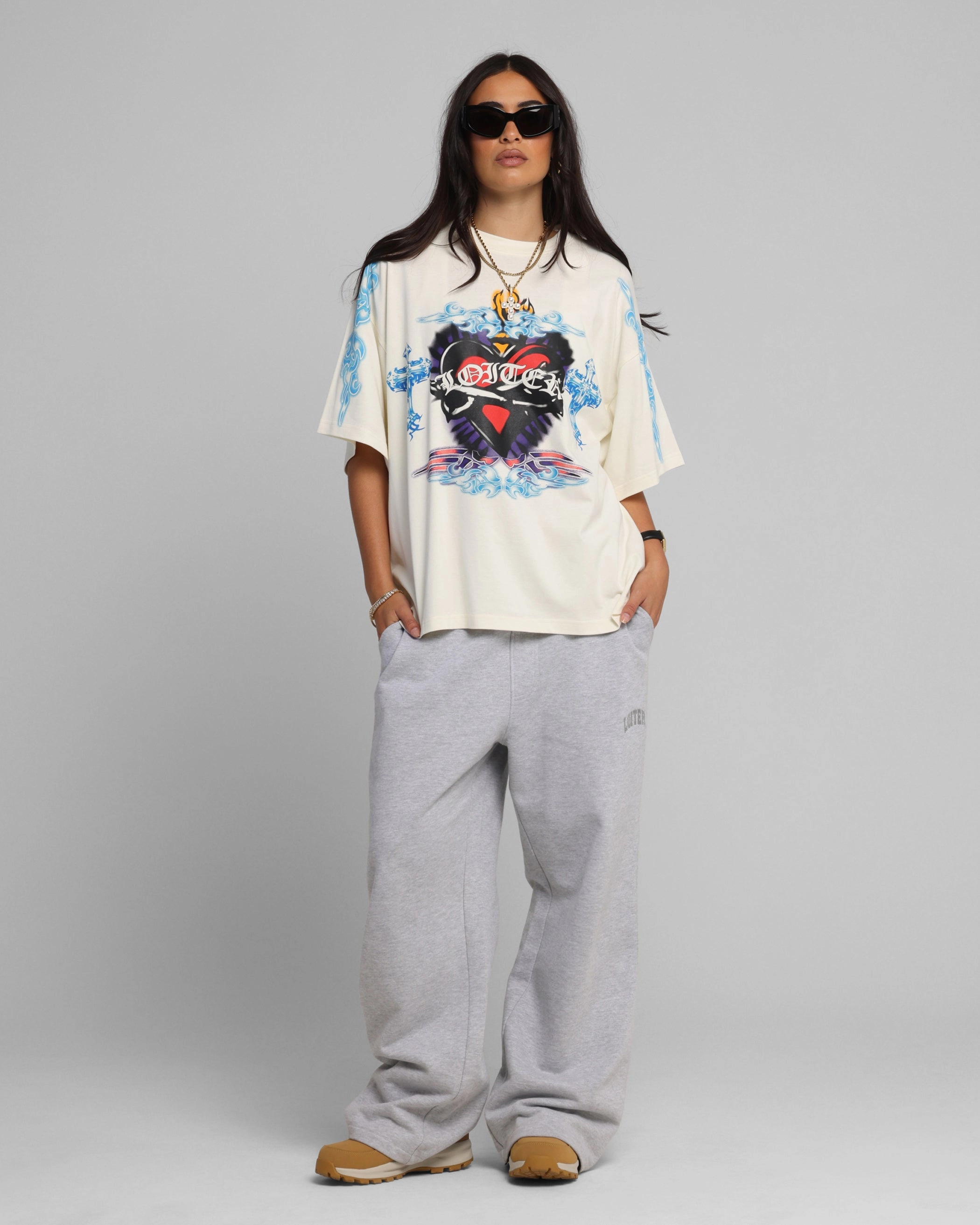 Loiter Hearts T-Shirt Off White MultiPurposeUtility