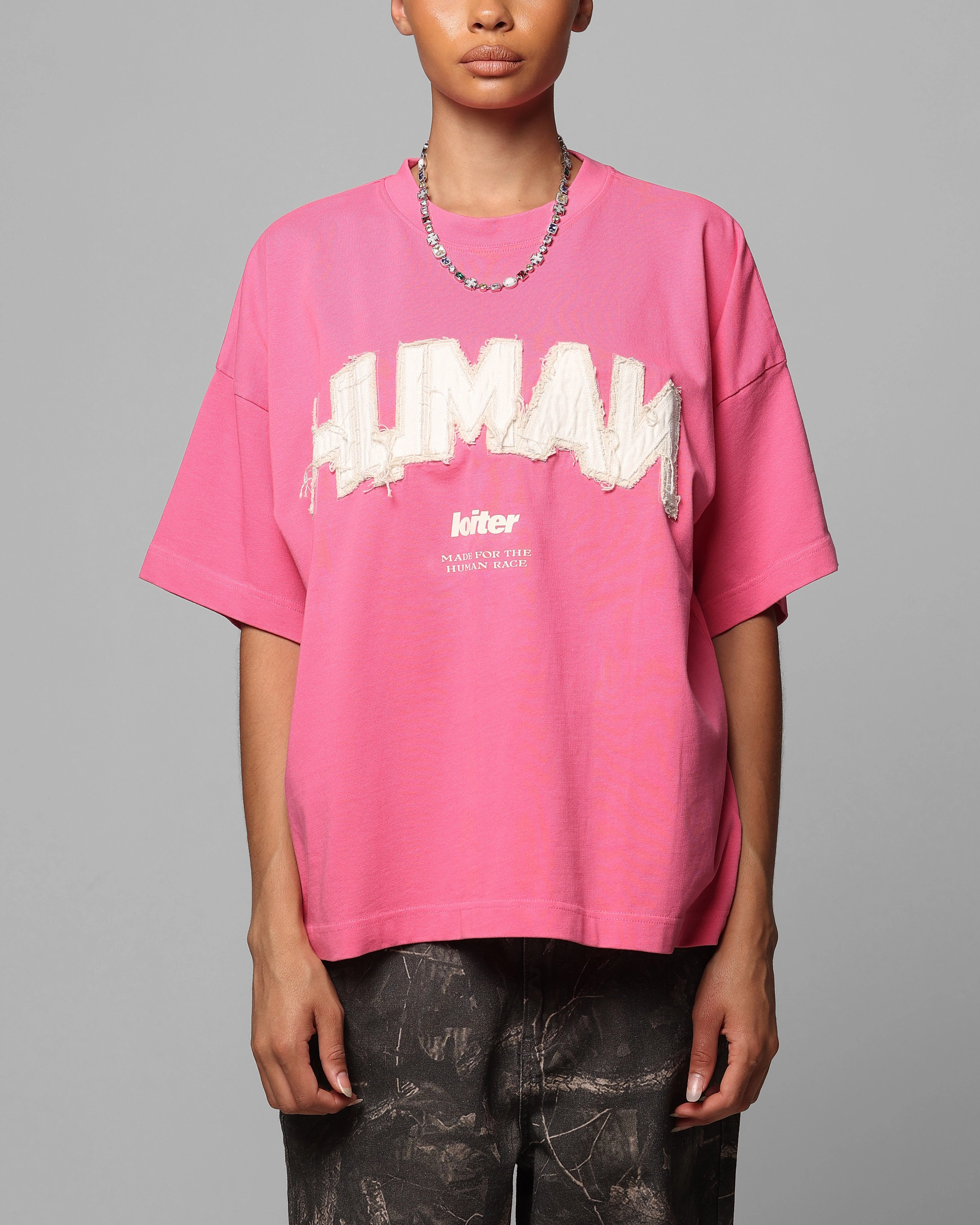 Loiter Human Box T-Shirt Pink Non Chafing Edges