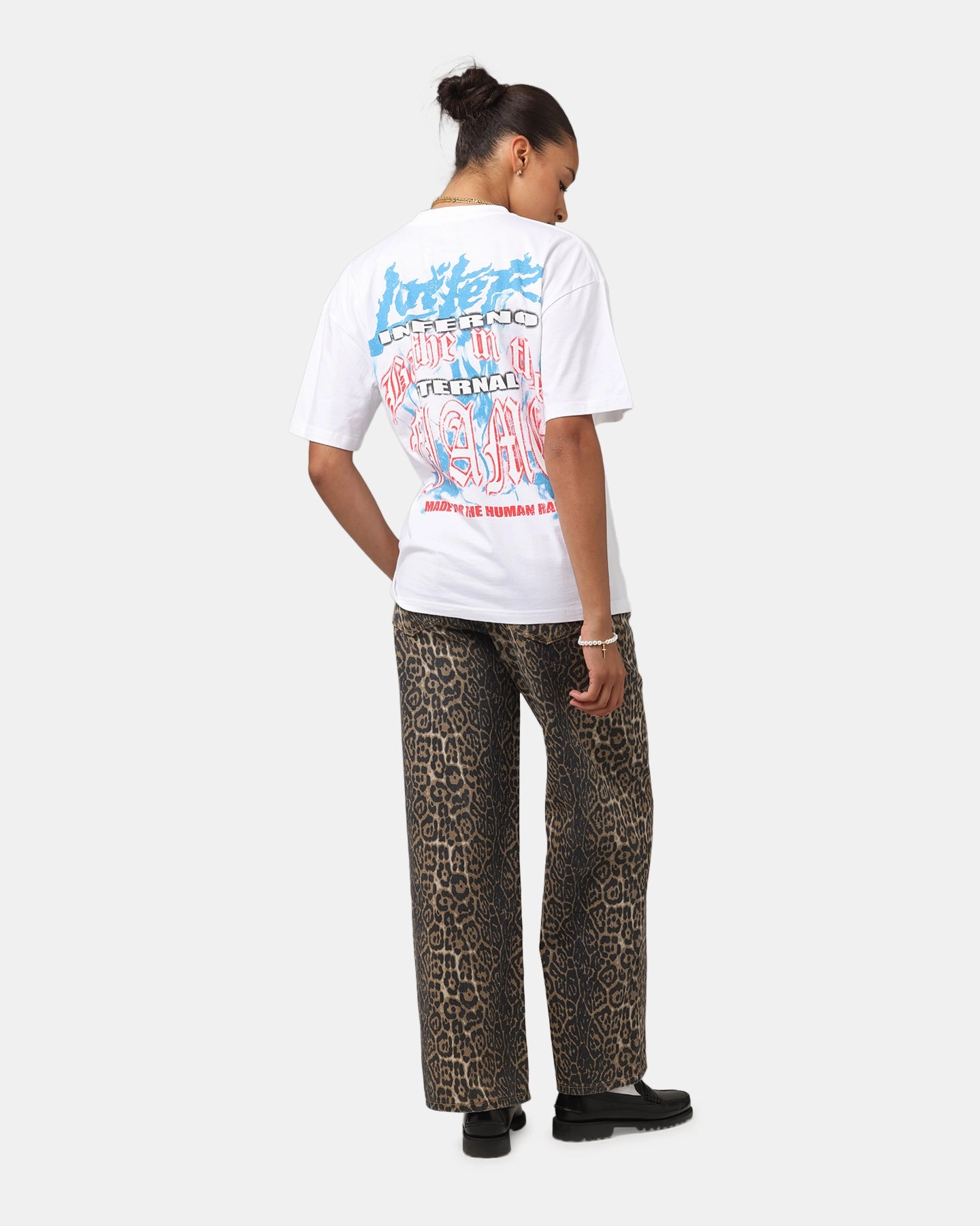 Contrast Stitch Loiter Inferno Drop T-Shirt White