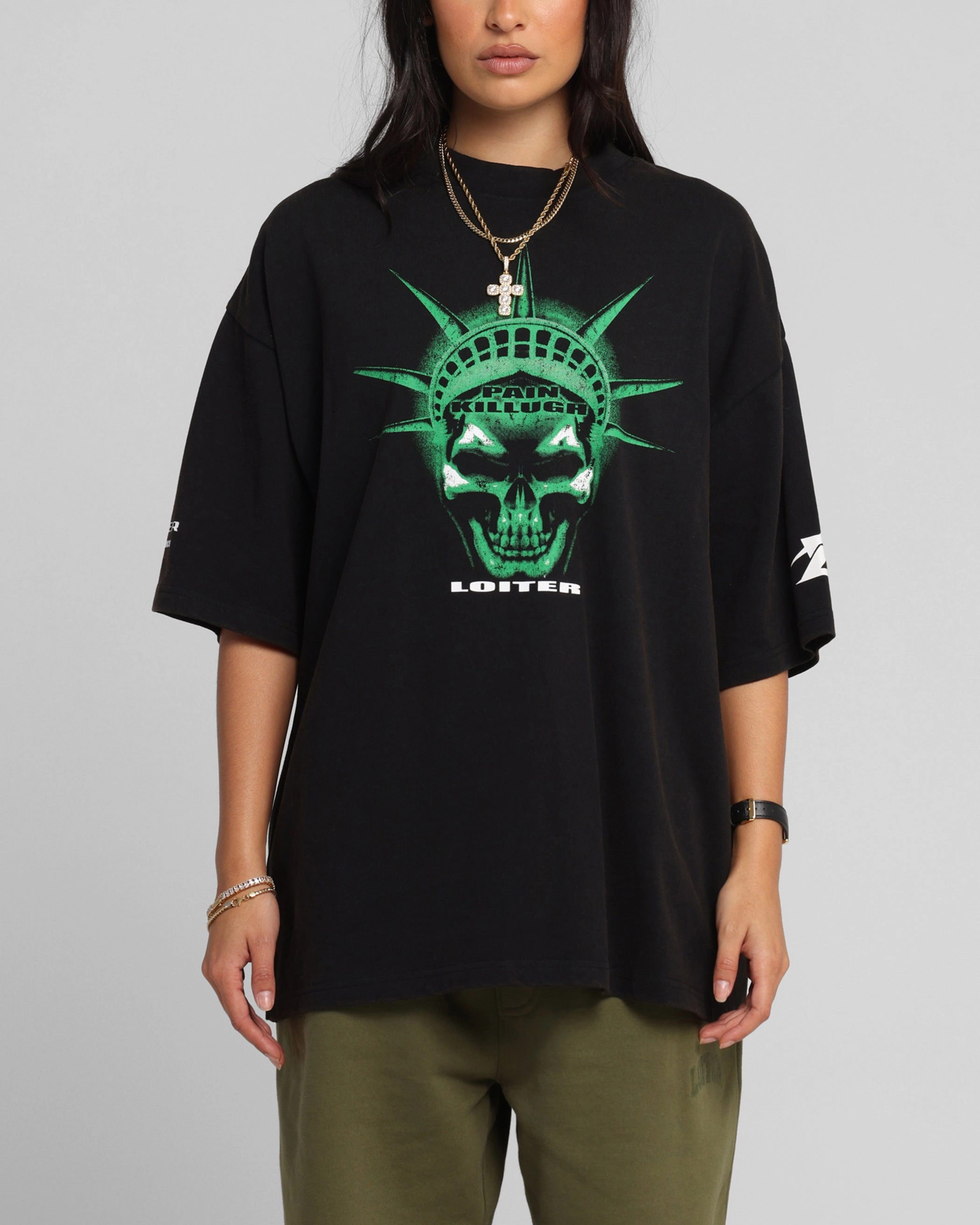 TaglessNecklineComfort Loiter Liberty Vintage T-Shirt Vintage Black