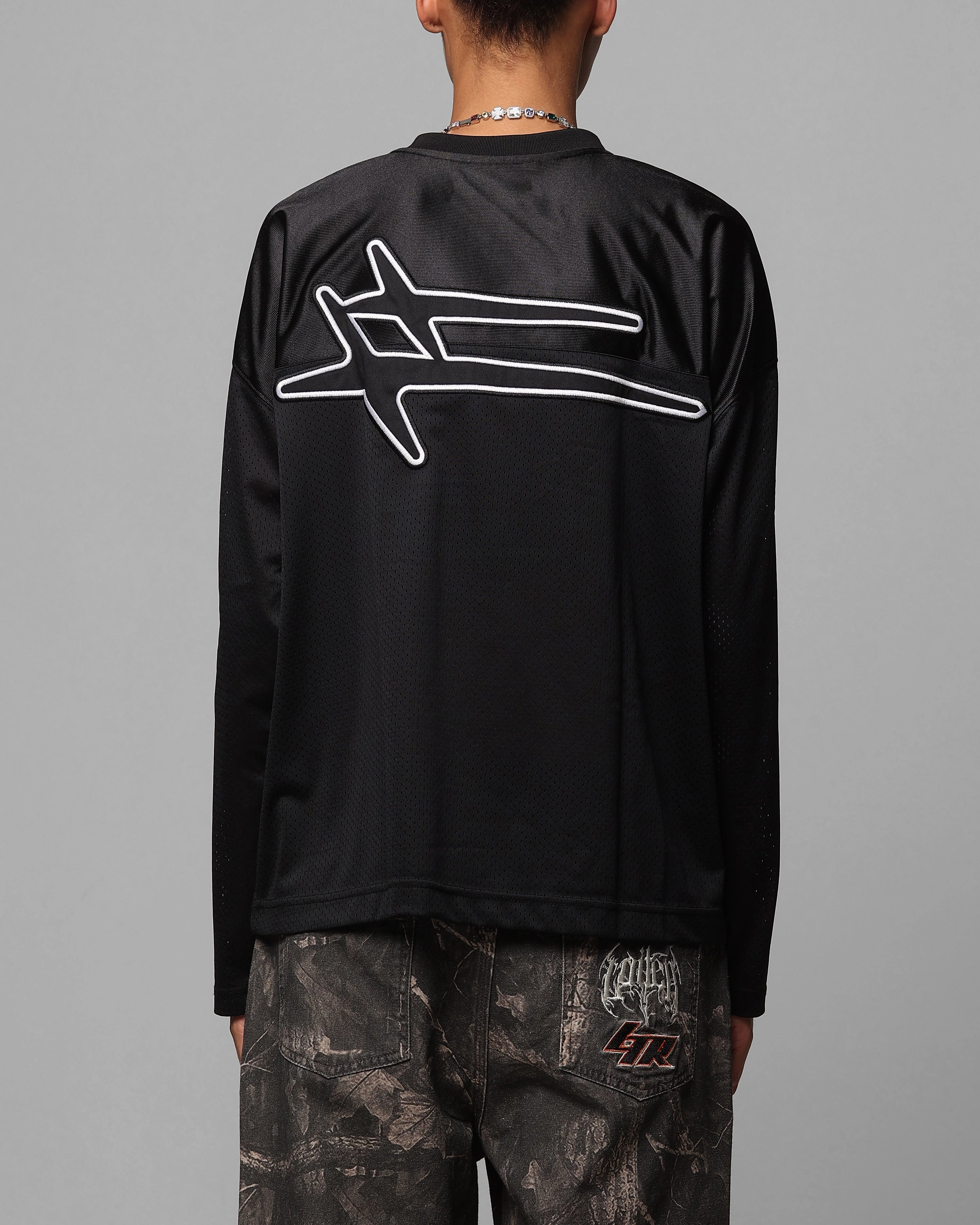 Loiter Long Sleeve Training Jersey Black Breathable Linen Blend Active Design