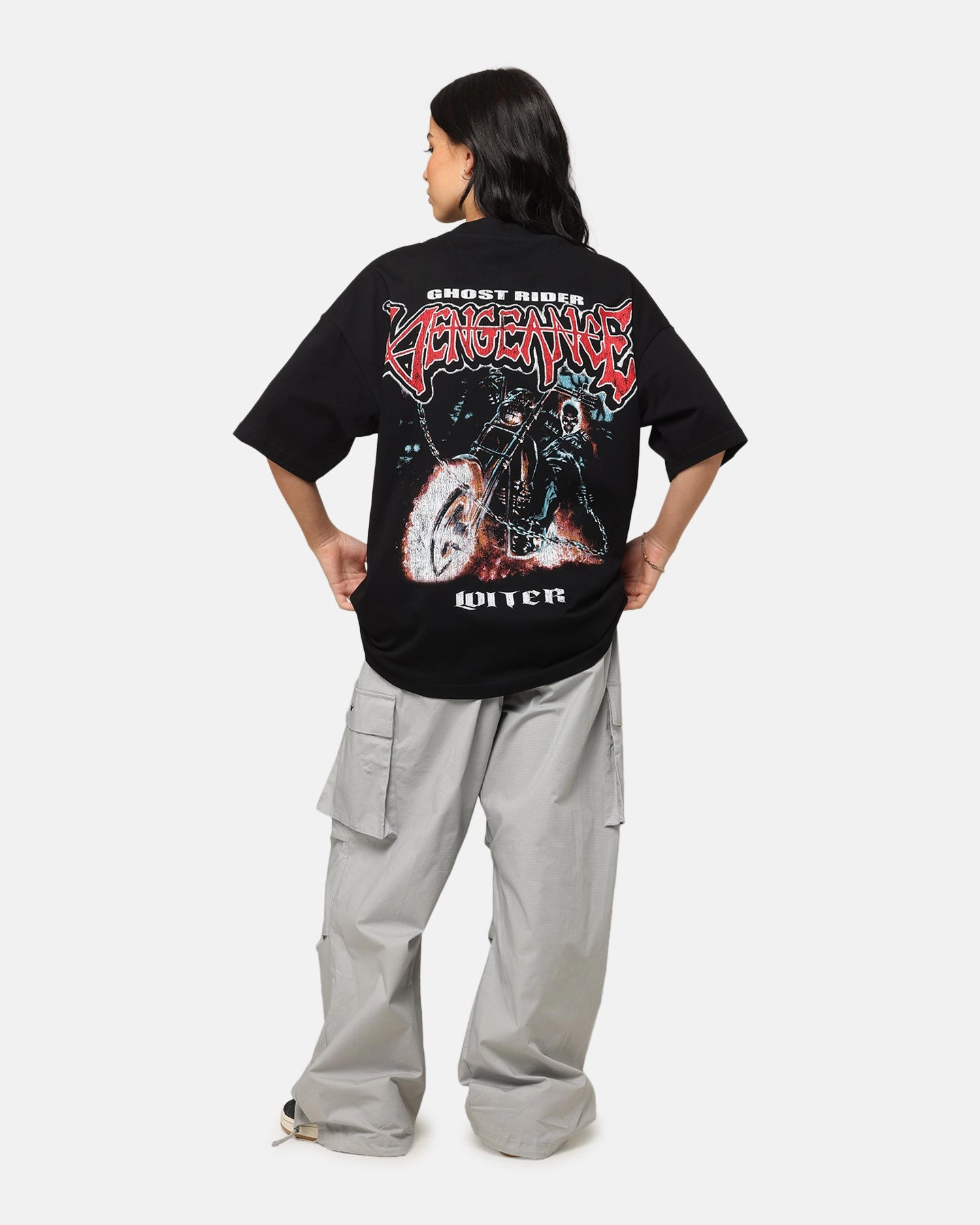 Formal Shirt Loiter Marvel Ghost Rider Mock Neck T-Shirt Black