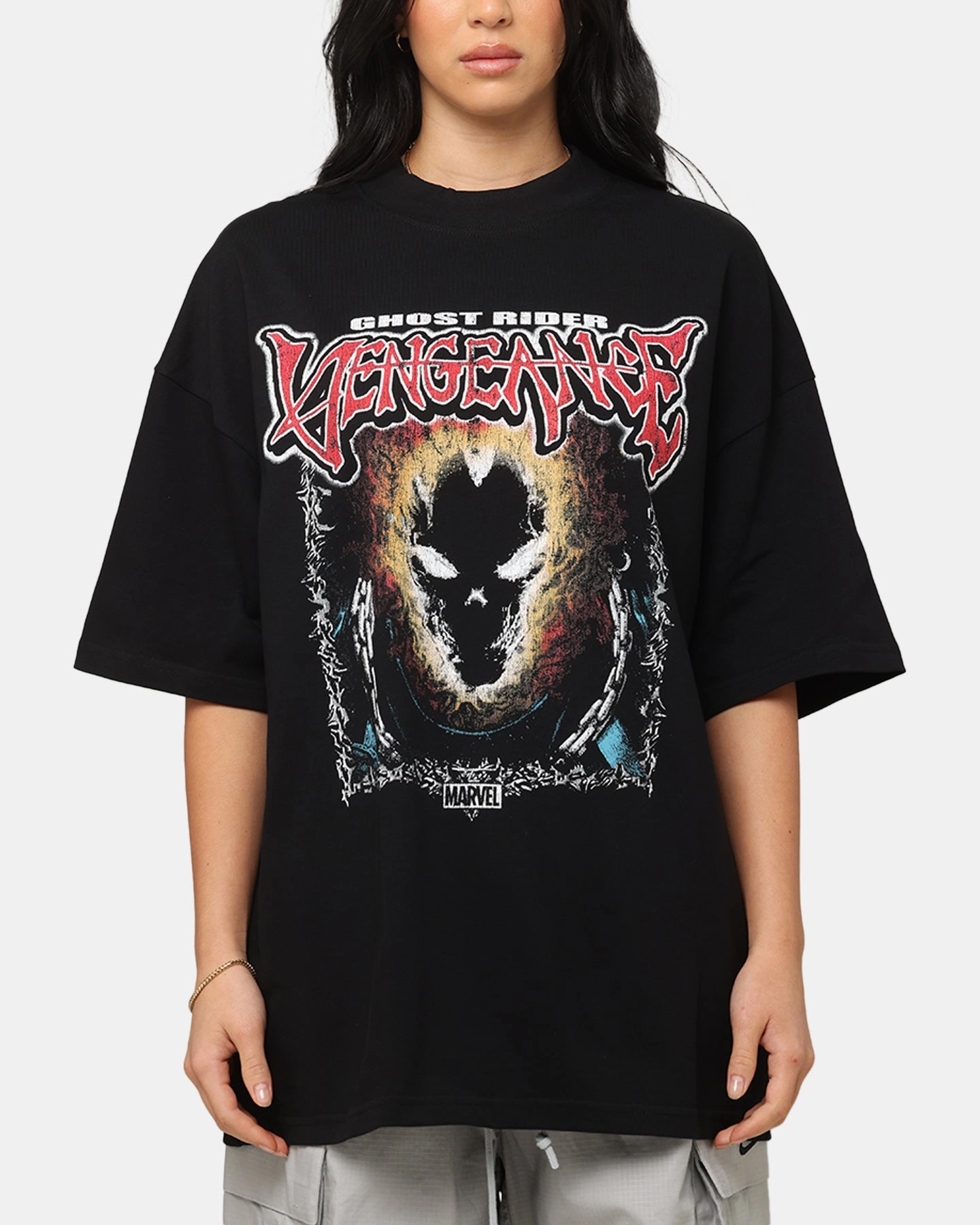 Trendy Sweater Low Impact Manufacturing Loiter Marvel Ghost Rider Mock Neck T-Shirt Black