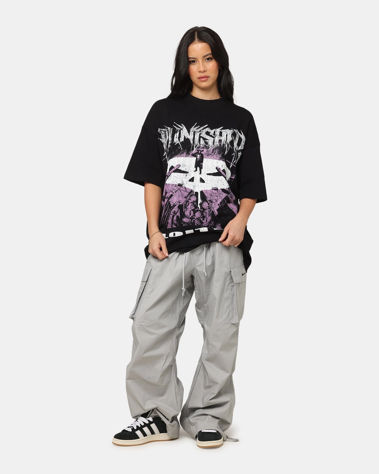 Loiter Marvel The Punisher Mock Neck T-Shirt Black Layered Collar System