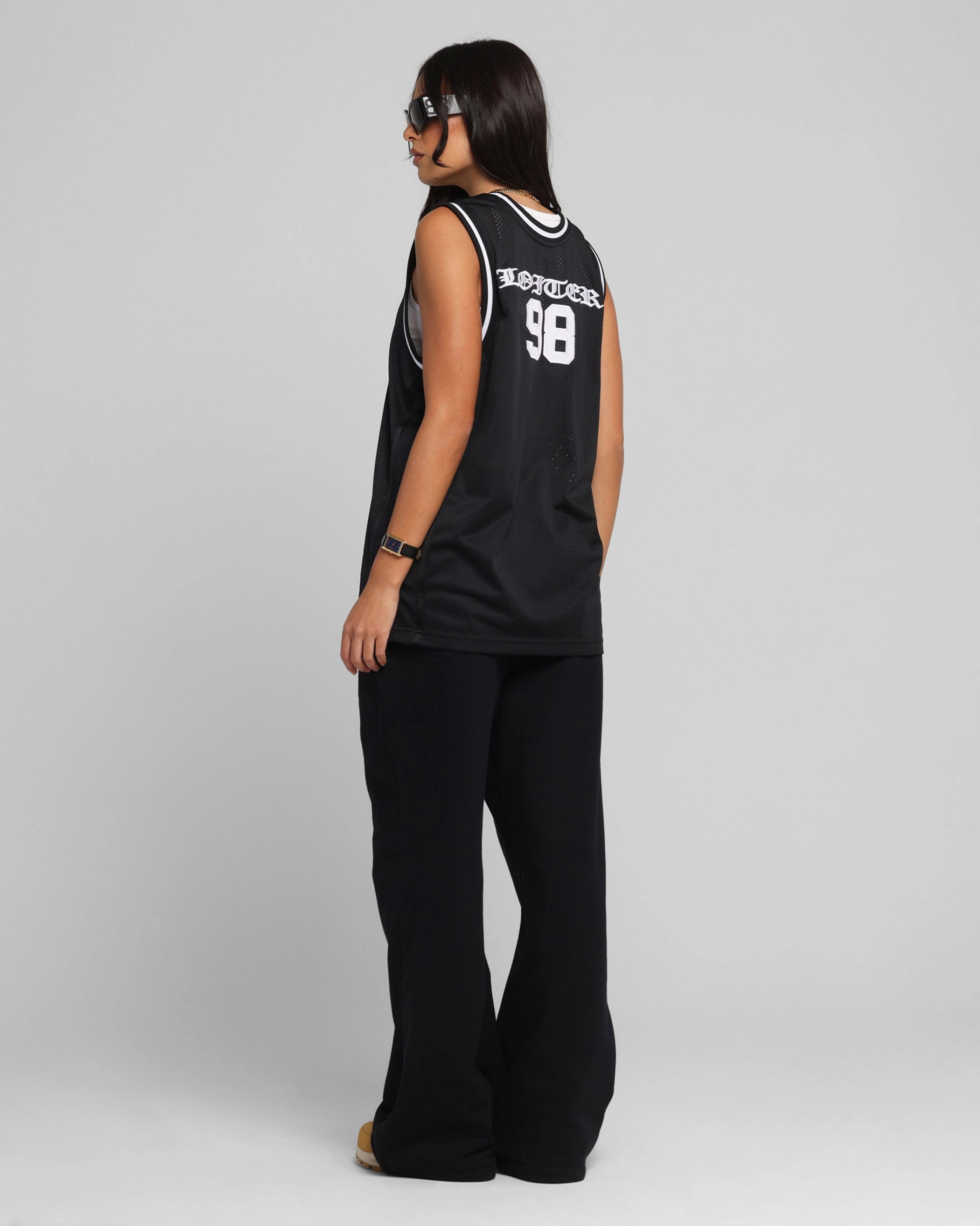 Weighted Hem Design Loiter Midway Jersey Black