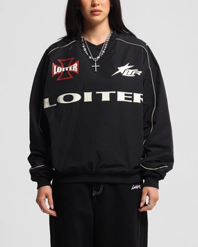 Loiter Racer Nylon Jersey Crewneck Black Chic Look