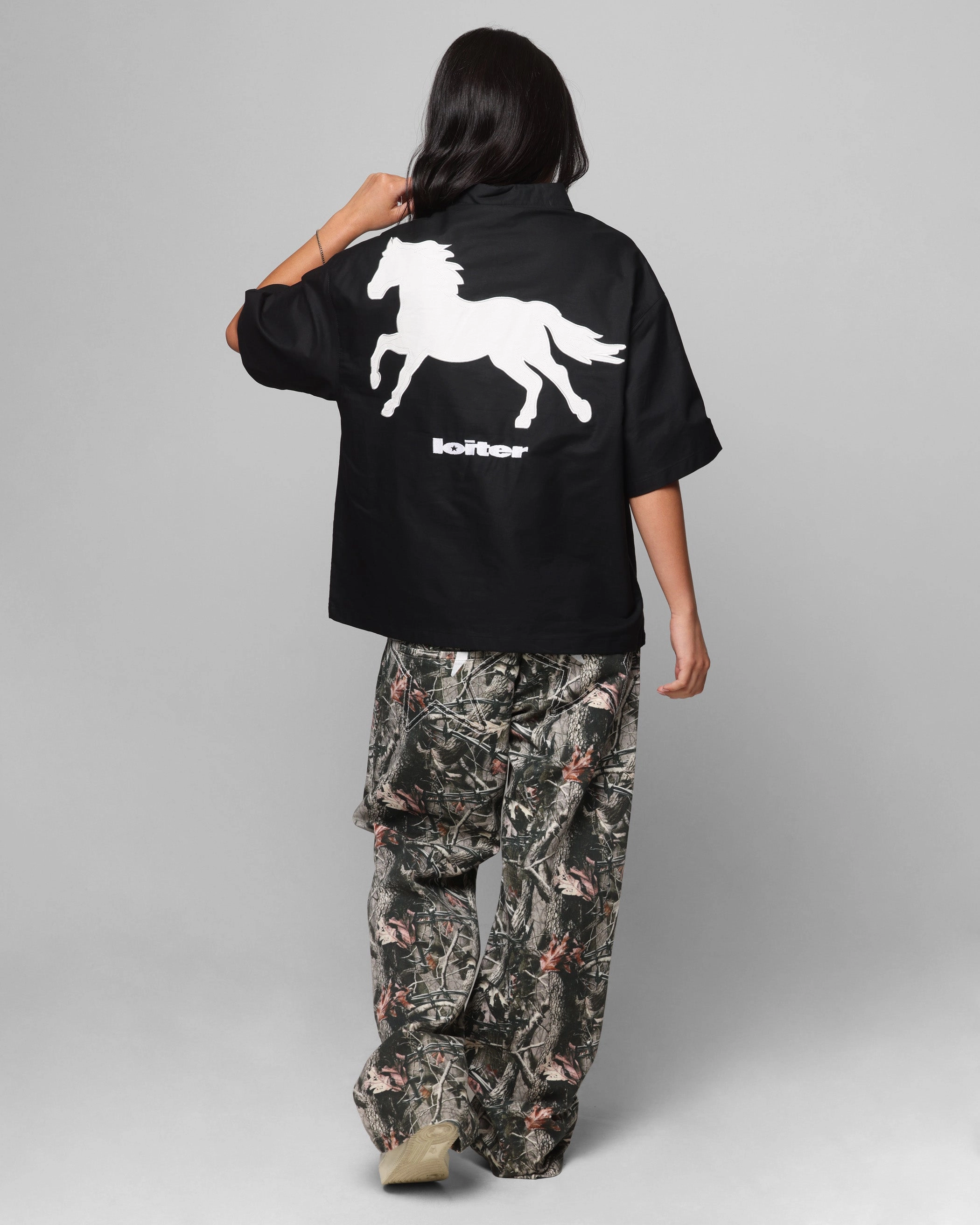 Casual dress Loiter Rodeo Quarter Zip Up Shirt Black