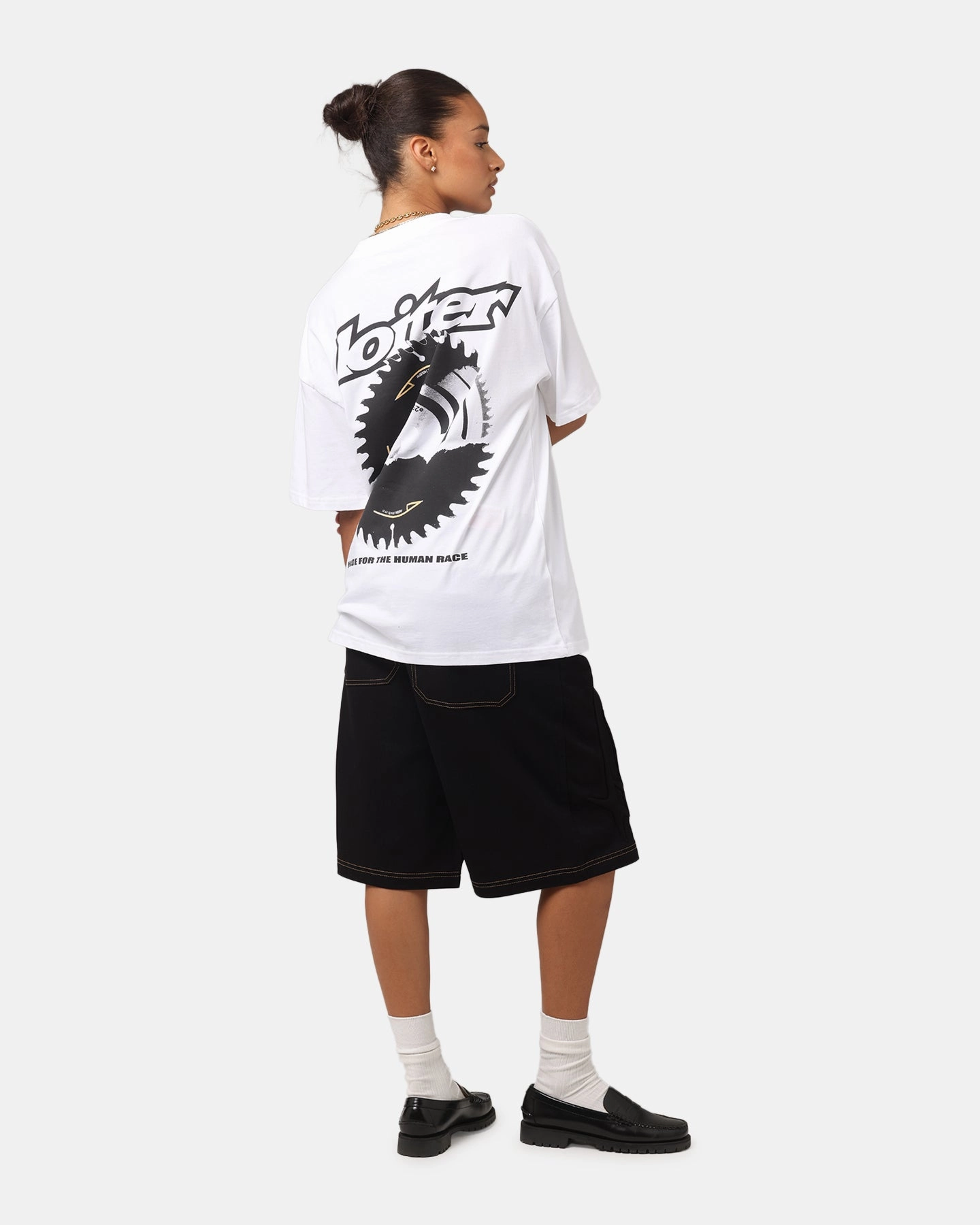 Loiter Saw Blade Drop T-Shirt White RecycledBlend