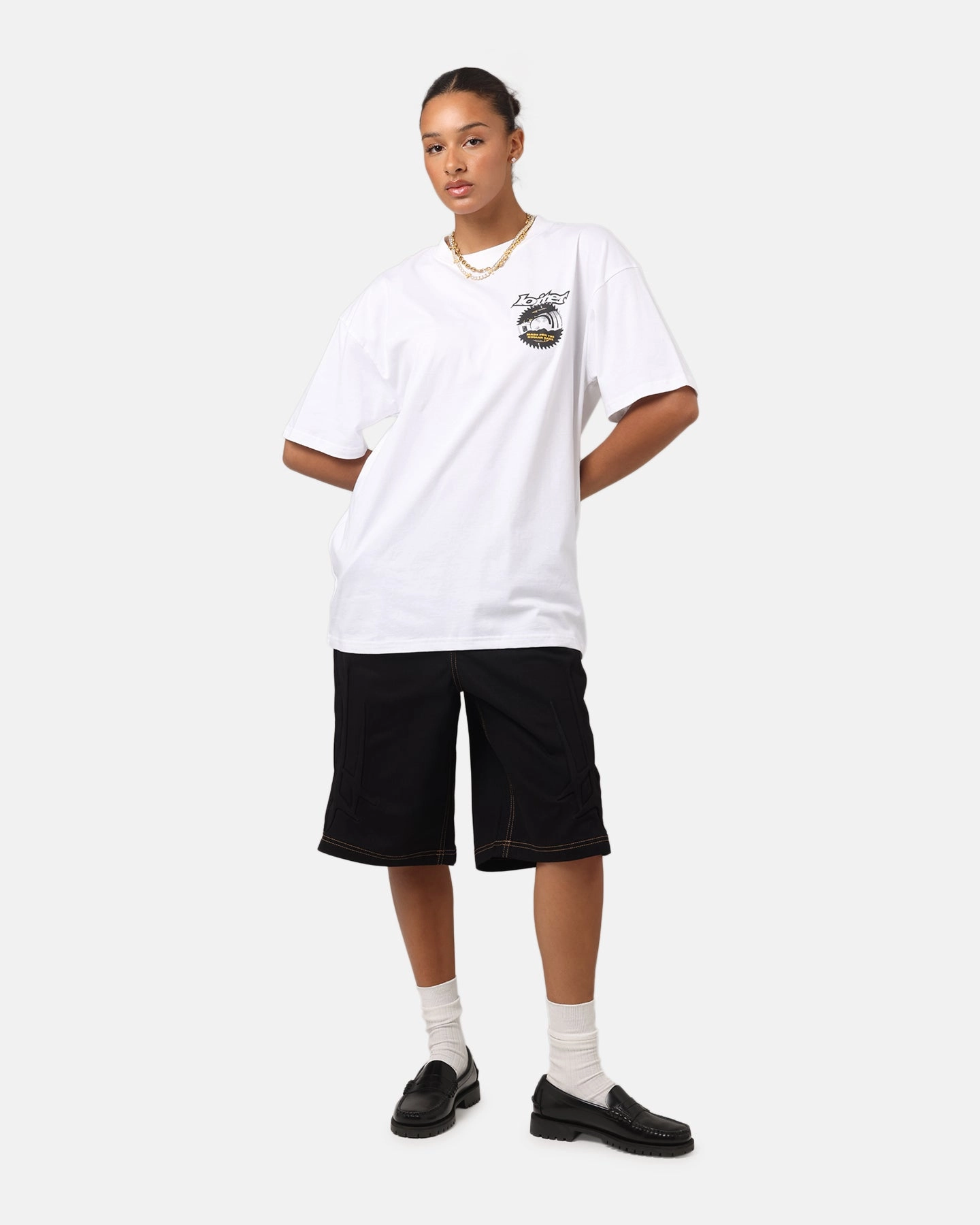 BondedShoulderTaping Loiter Saw Blade Drop T-Shirt White