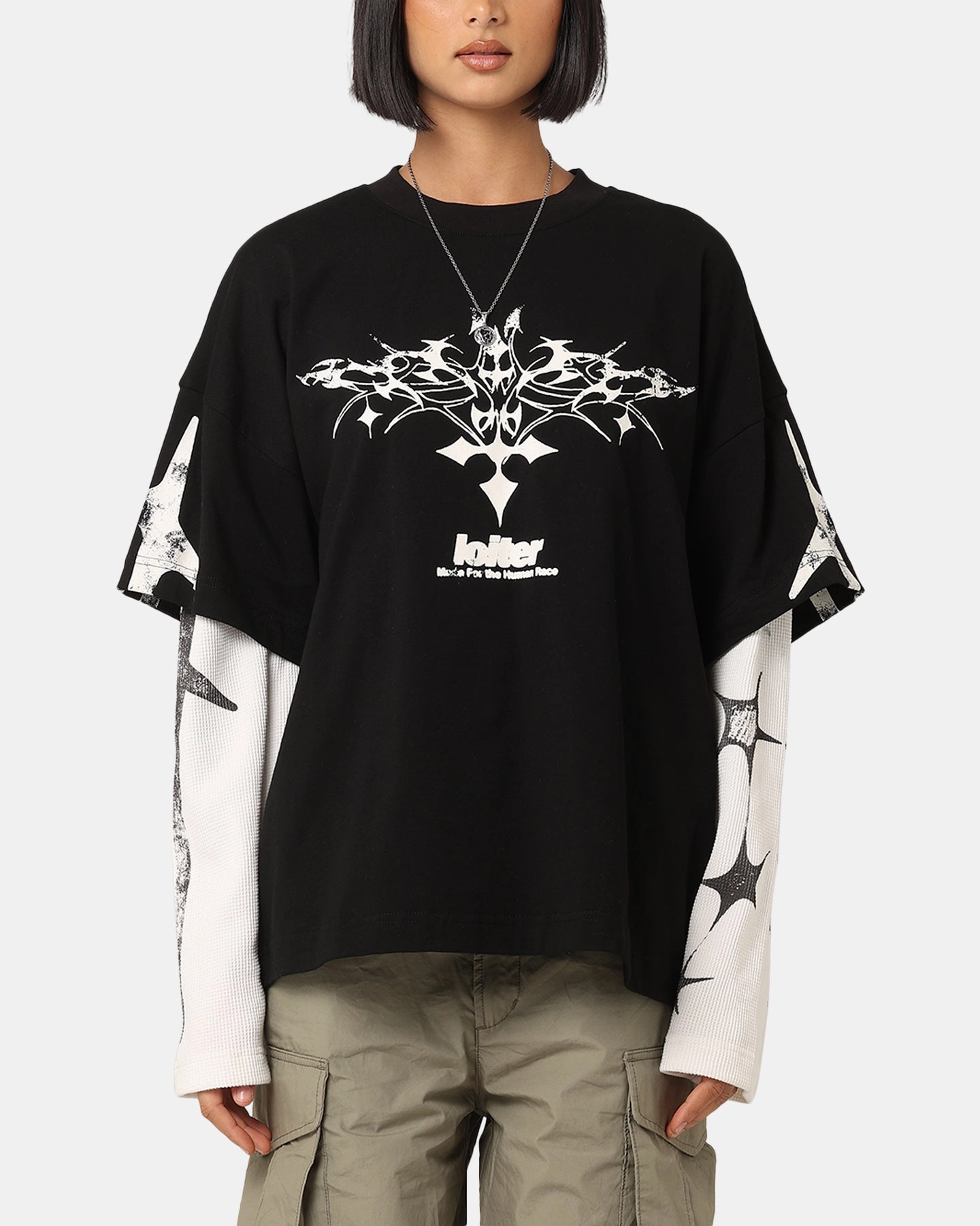 Loiter Seek N Destroy Long Sleeve T-Shirt Vintage Black NonRestrictive Fit