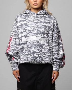 Reinforced Neckline Detail Layered Collar Structure Loiter Soho Hoodie Snow Camo
