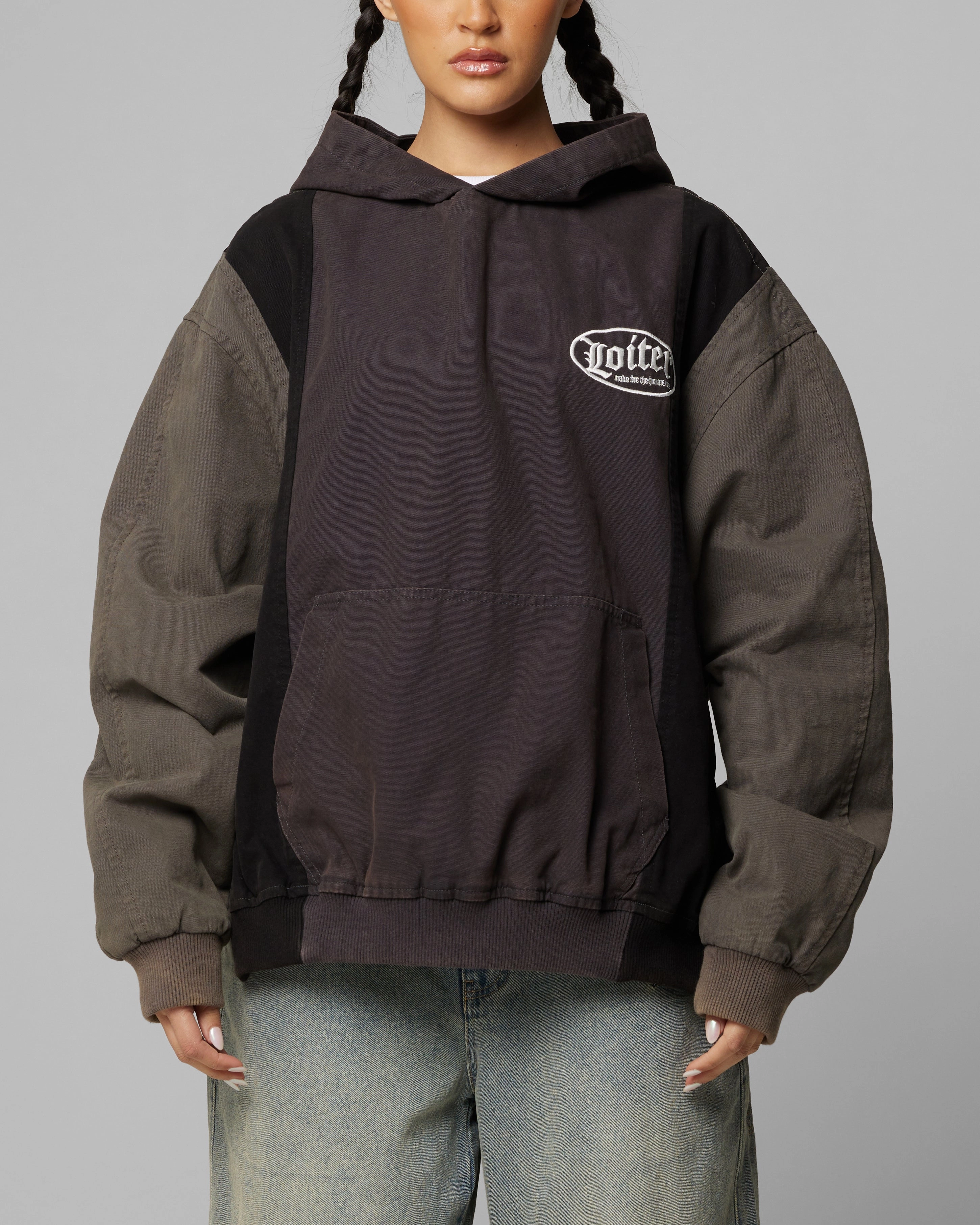 Loiter Splinter Hoodie Black/Charcoal ConvertibleStyle Cozy Wear