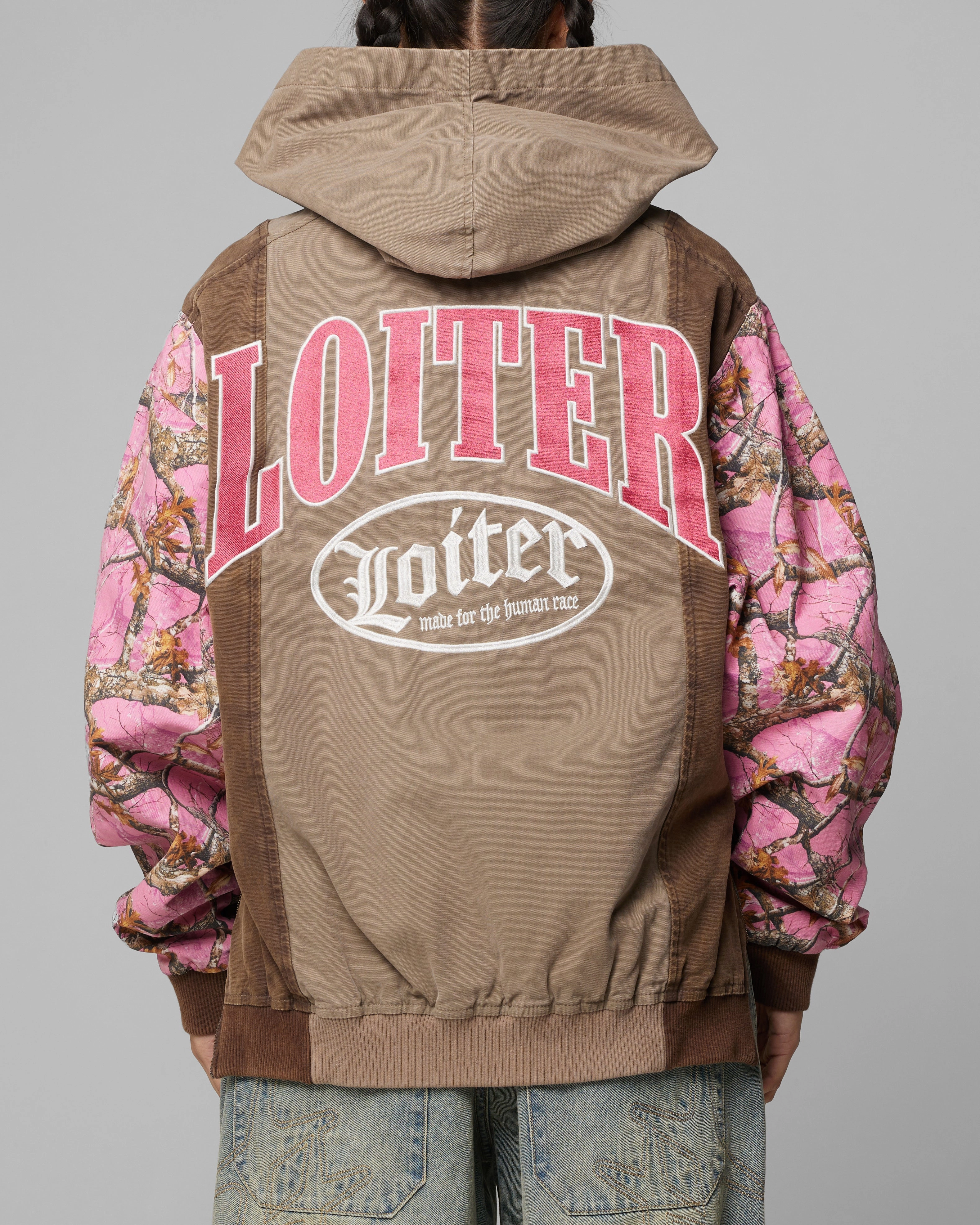 Flatlock stitching Loiter Splinter Hoodie Pink Camo