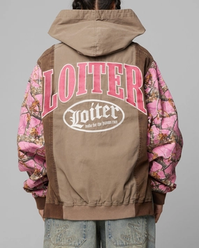 Flatlock stitching Loiter Splinter Hoodie Pink Camo