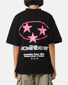 Reinforced Elbow Patches Basic Tee Loiter Star Child T-Shirt Black