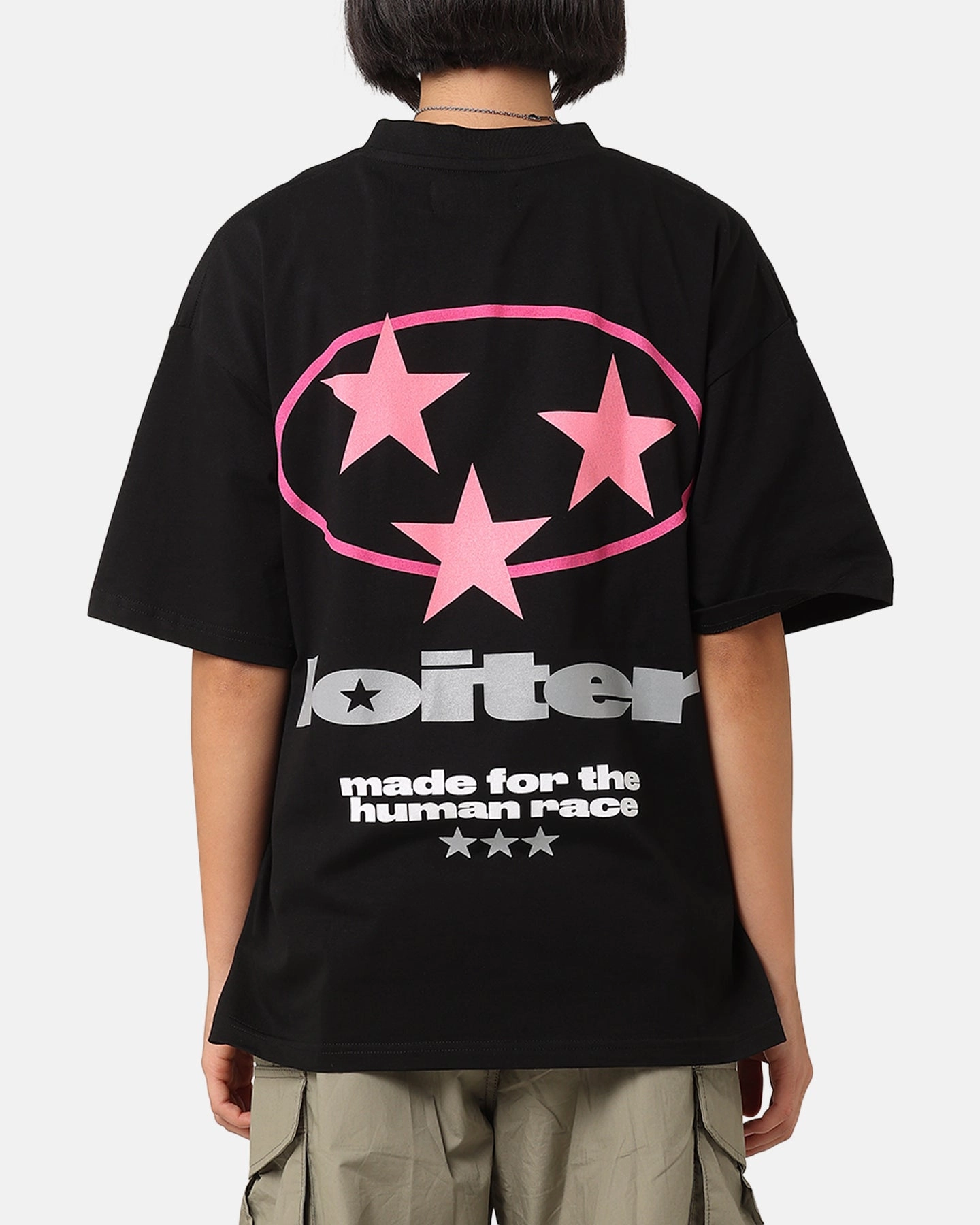 Reinforced Elbow Patches Basic Tee Loiter Star Child T-Shirt Black