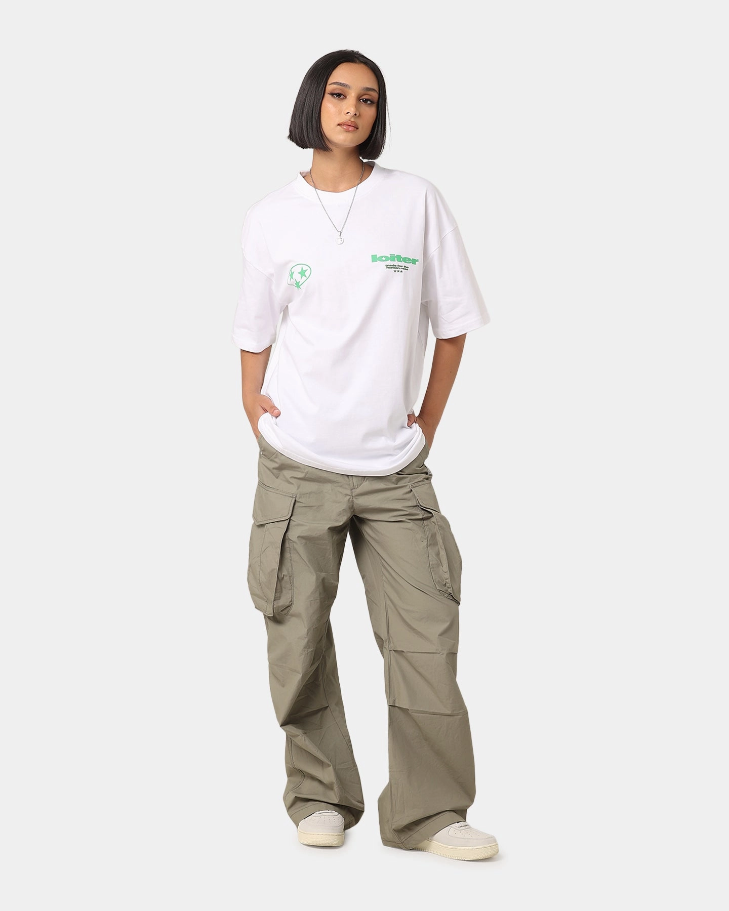 Loiter Star Child T-Shirt White ContrastStitching WrinkleFree Finish