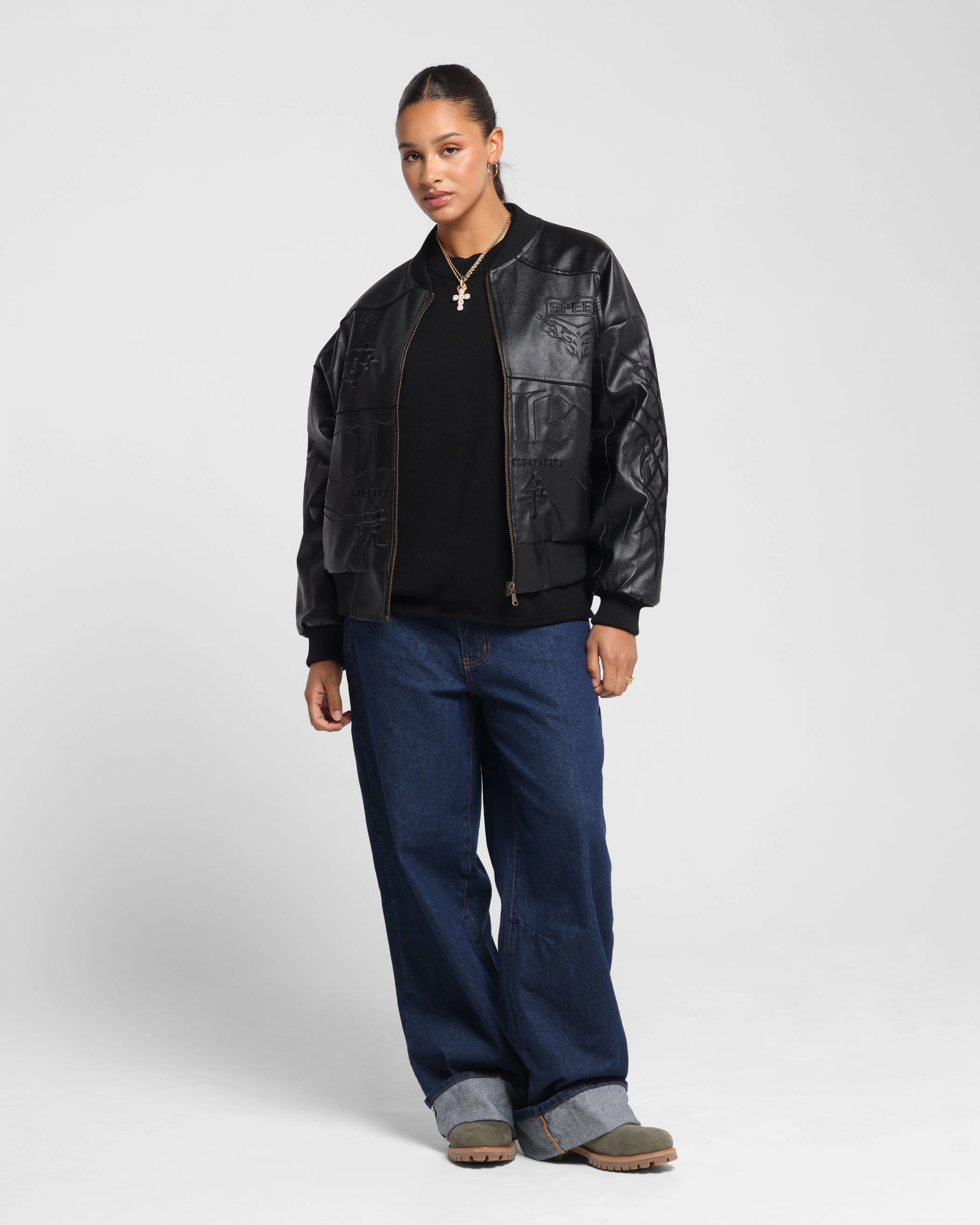 Loiter Tokyo Drift Vegan Leather Jacket Black PreWashed