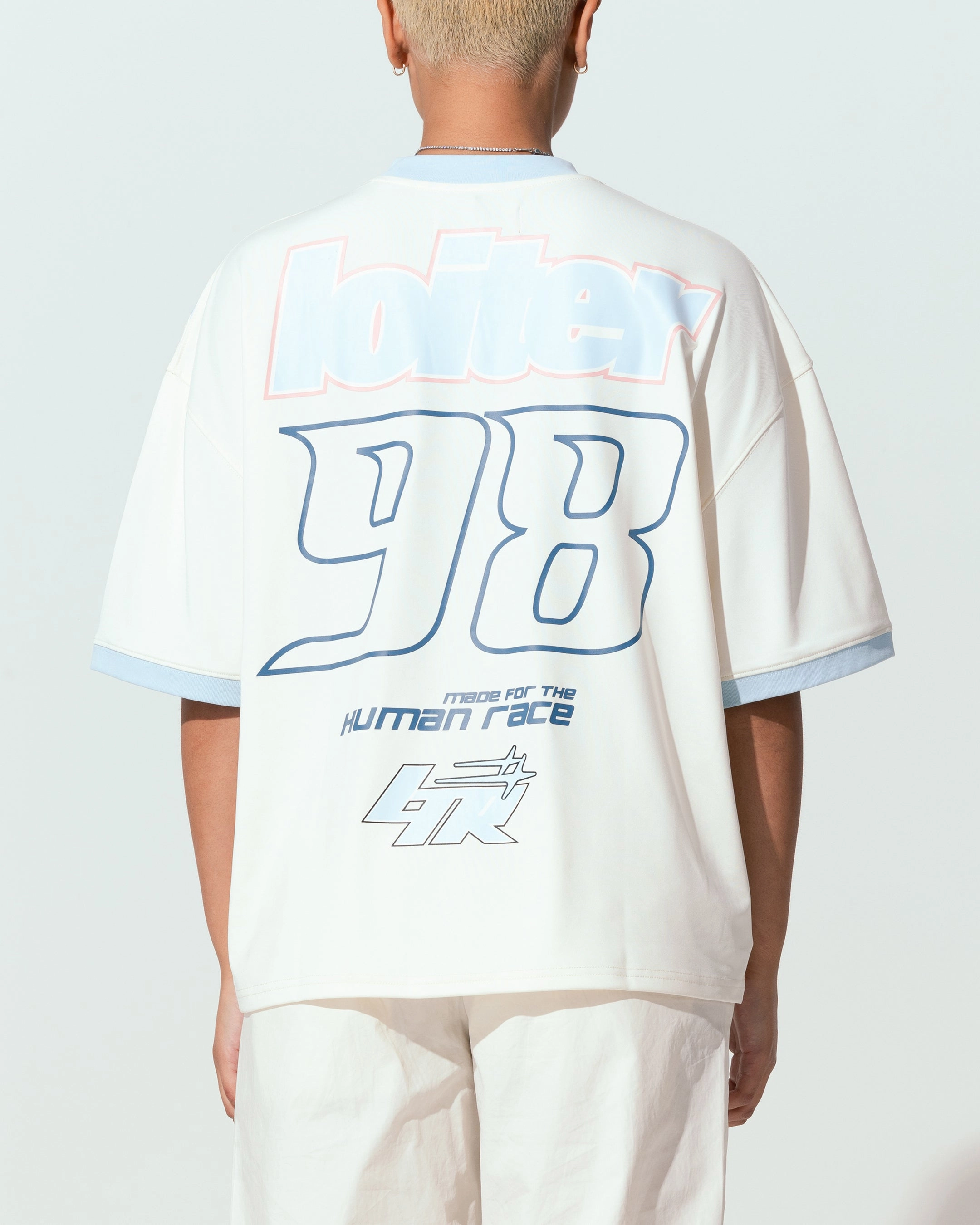 Loiter Tournament Jersey Off White/Blue UV Protection Enhanced AntiBacterial Coating