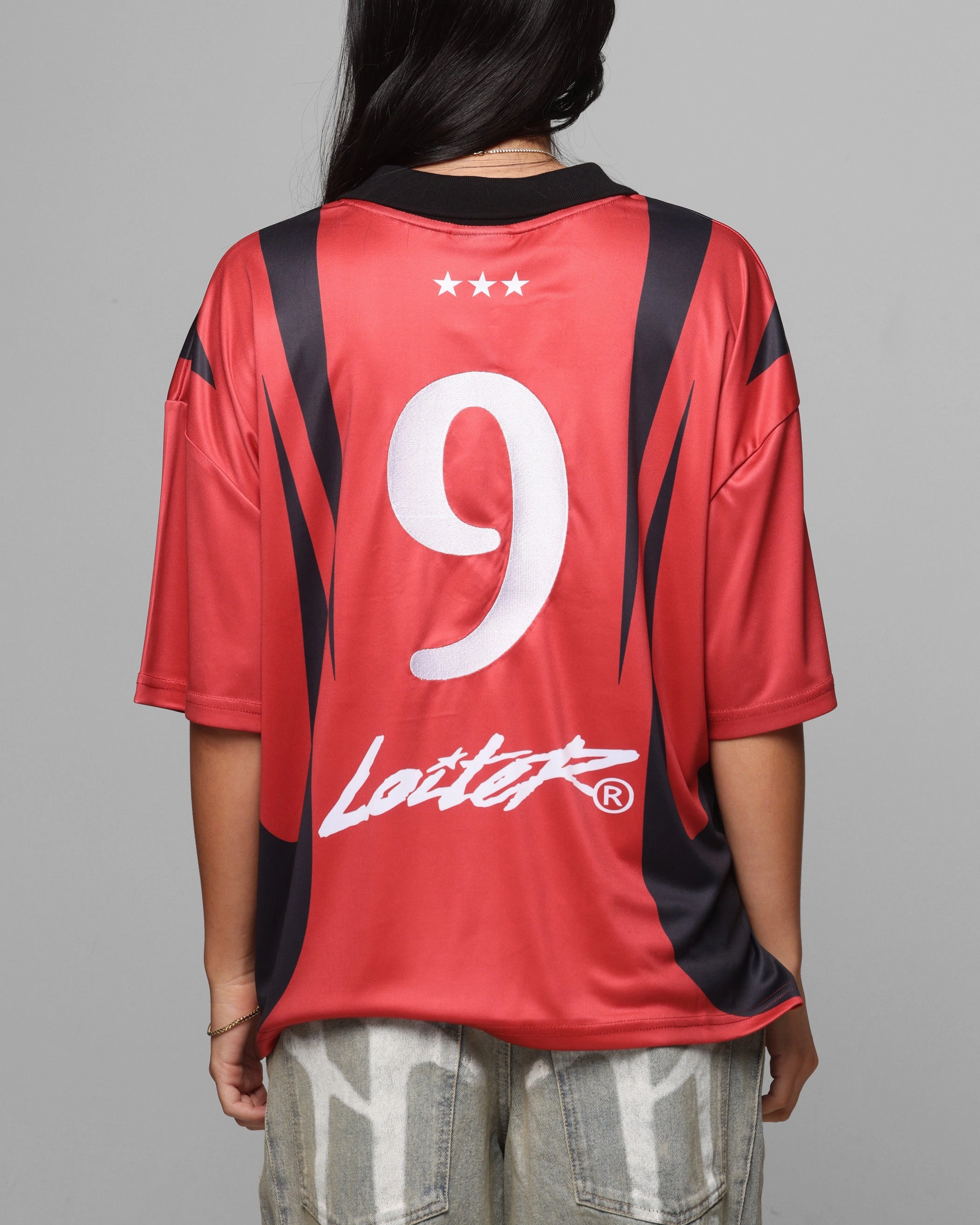 Loiter United Football Jersey Red Modular Pocket Layout AbrasionResistant Surface