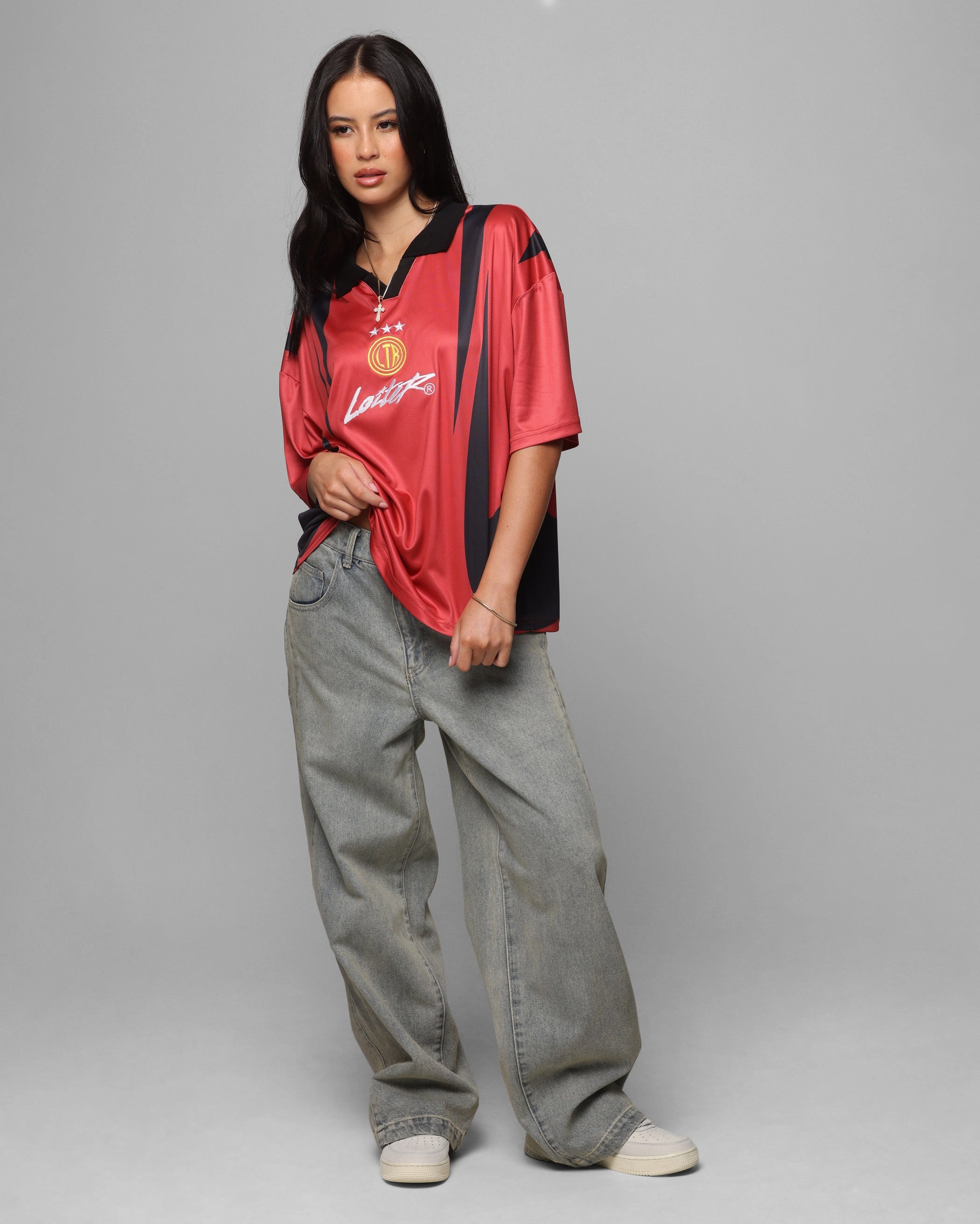 Loiter United Football Jersey Red Durable Double Stitching Minimalist Stitching