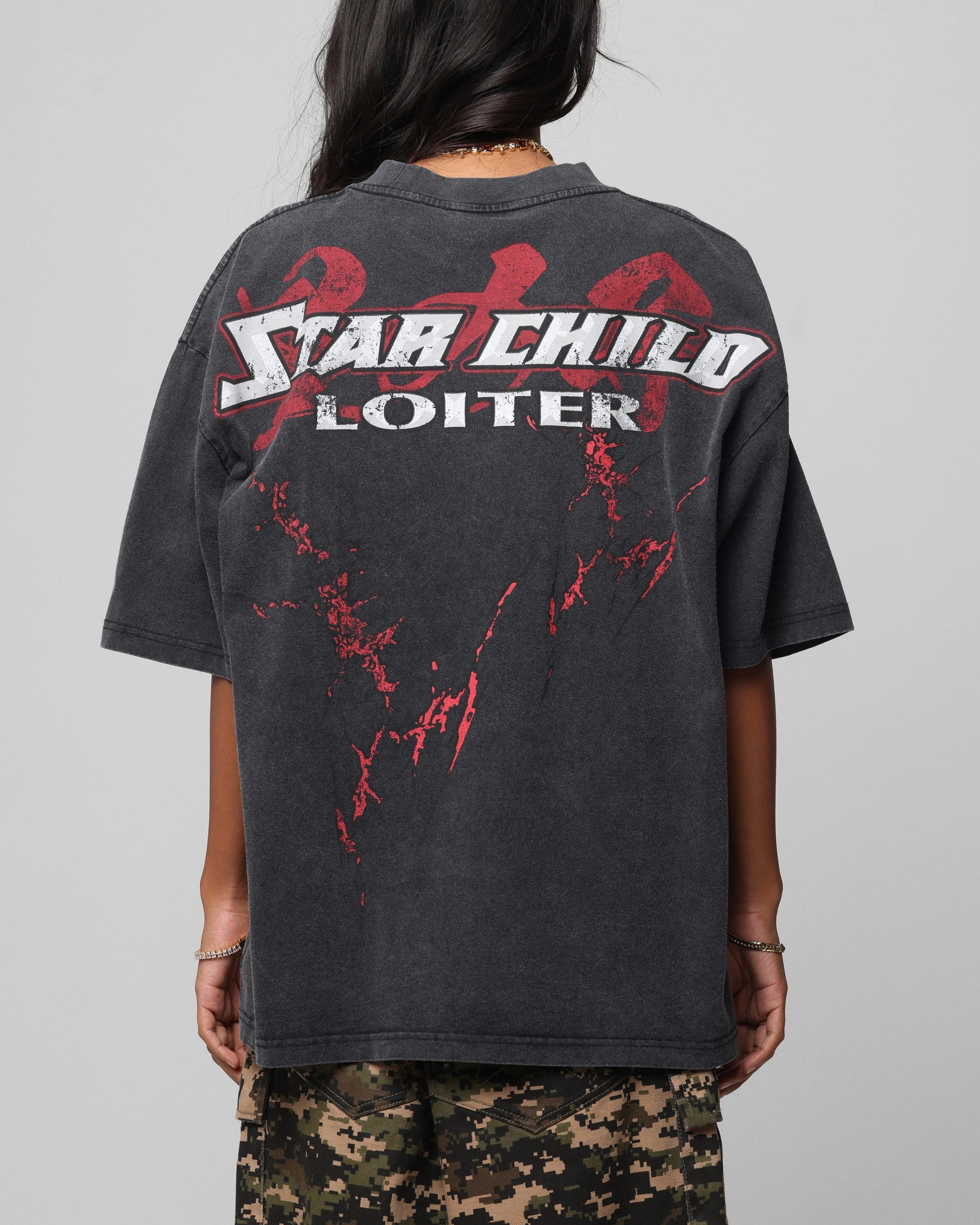 FrenchTerryTexture Loiter Valkyrie Vintage T-Shirt Black Wash