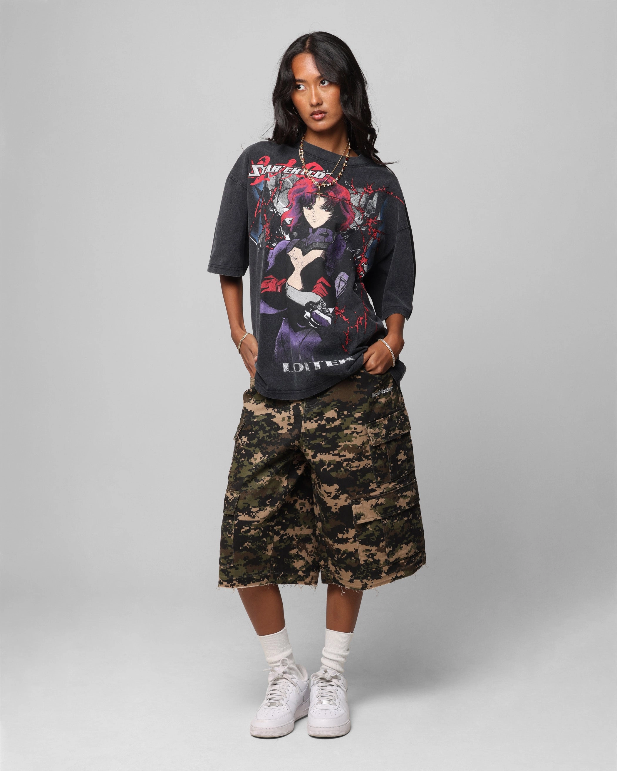 MultiPocketDesign Loiter Valkyrie Vintage T-Shirt Black Wash