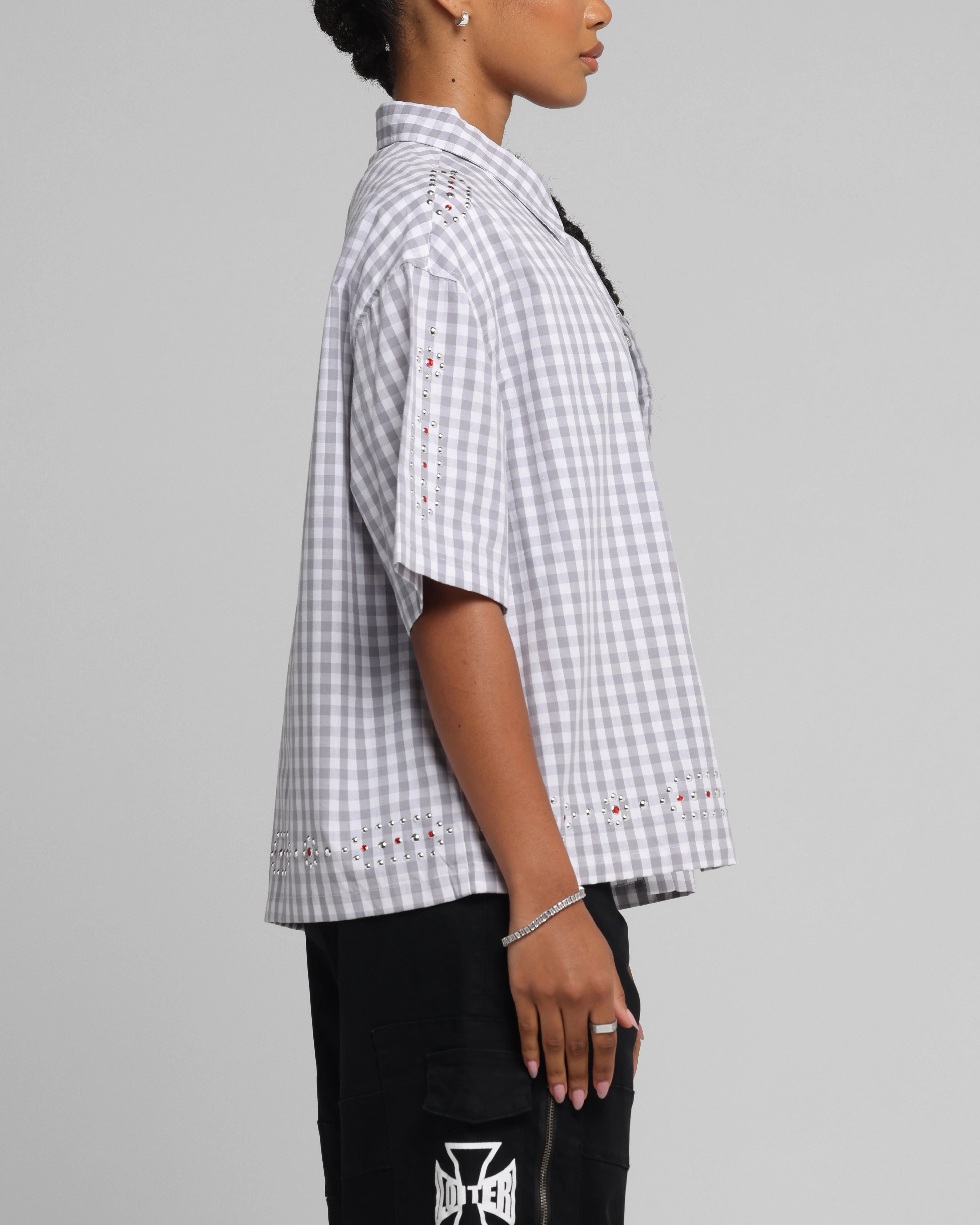 NonScratchyLining Layered Collar Loiter Western Button Up Shirt Check